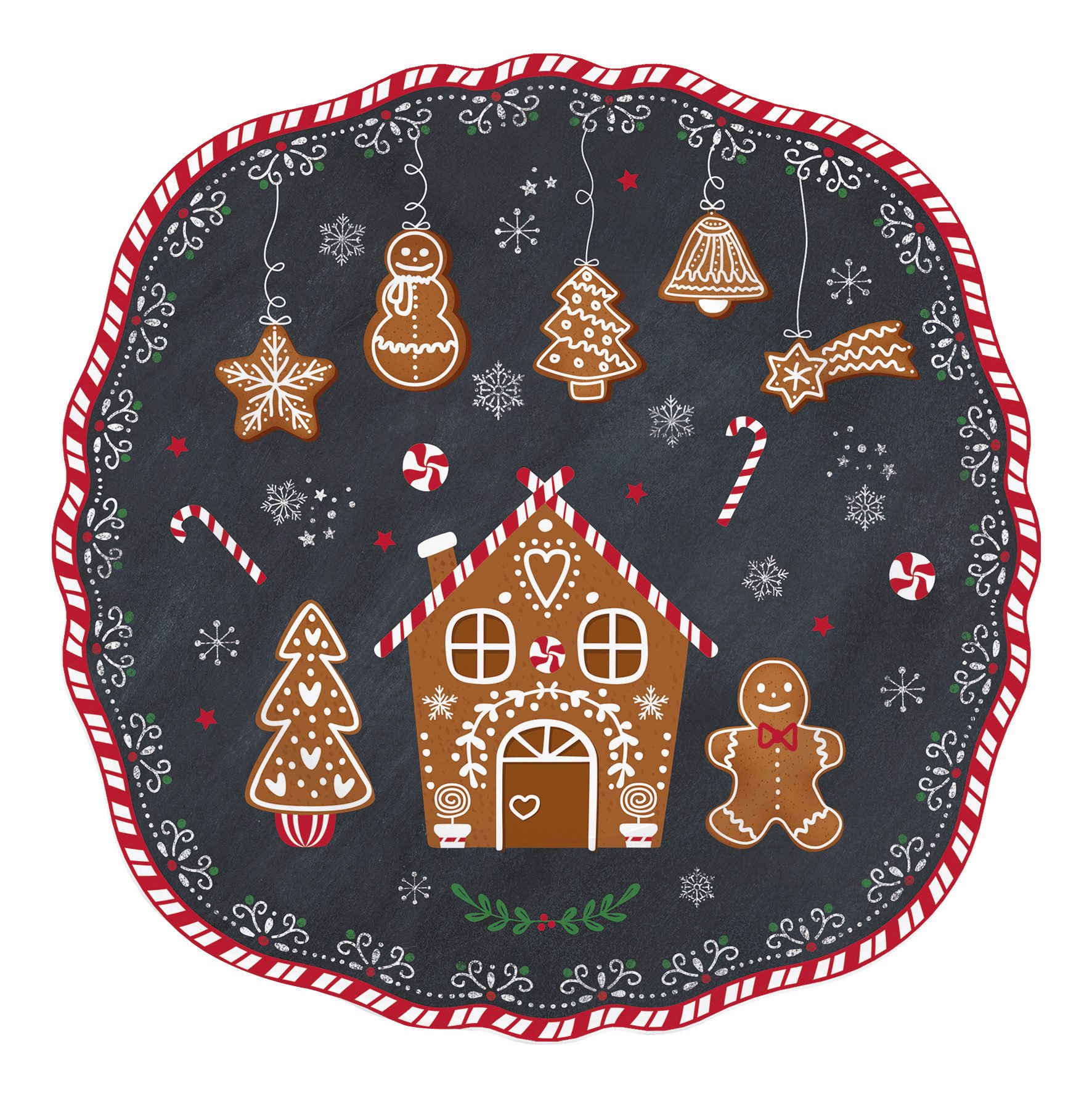 EasyLife Kuchenteller Gingerbread, Spülmaschinengeeignet, Mehrfarbig, Motiv: Lebkuchenmann