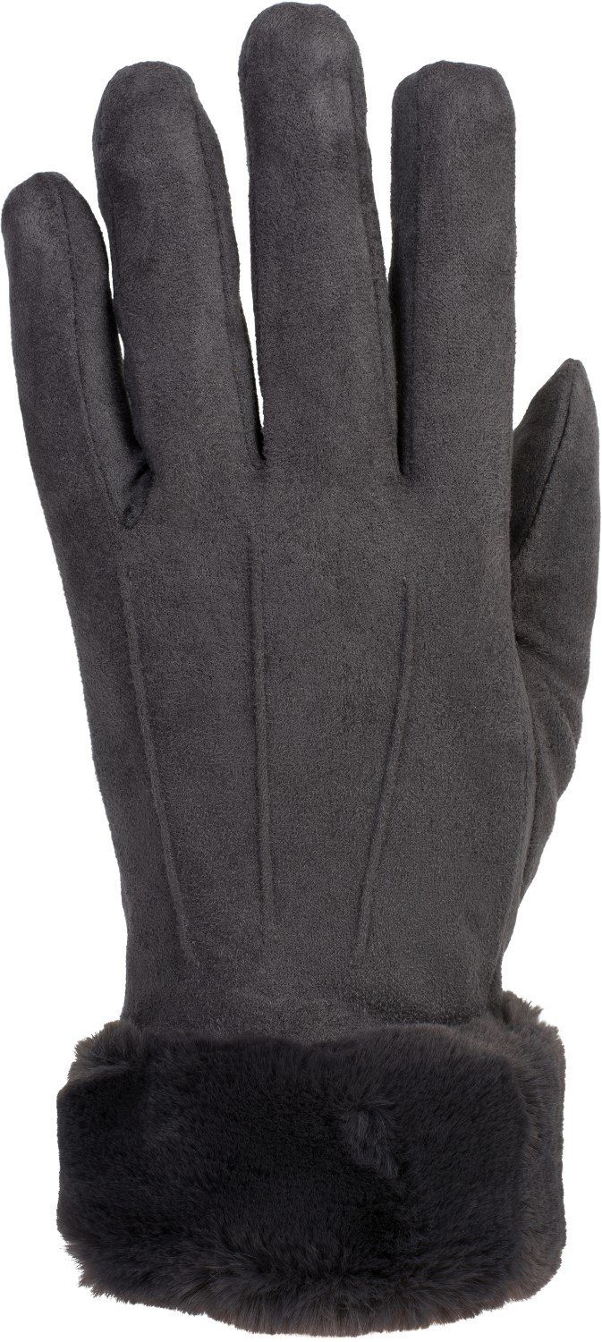 mit Unifarbene Touchscreen Fleecehandschuhe Handschuhe styleBREAKER Kunstfell Rot