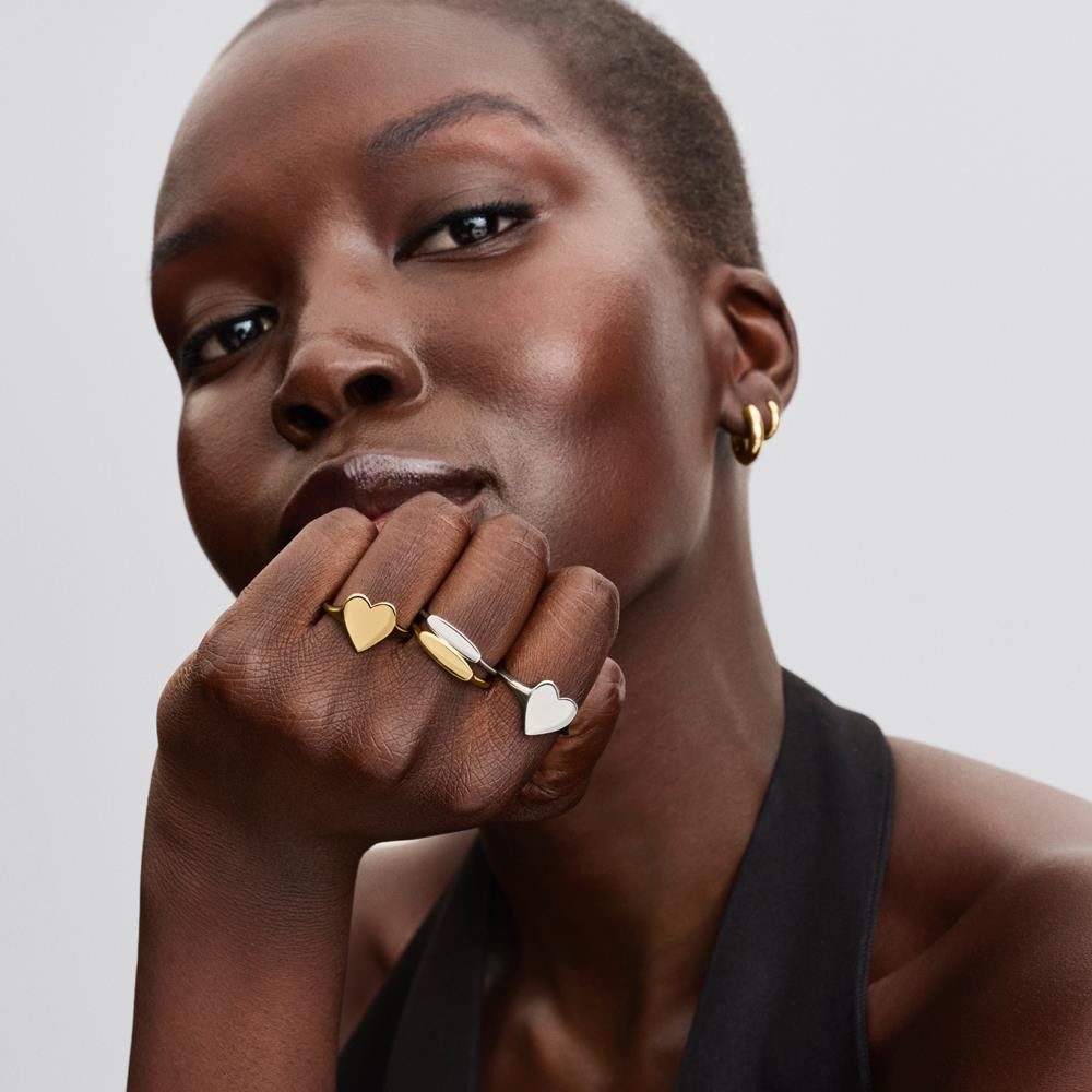 Pandora Fingerring PANDORA Herzring für Damen, vergoldet