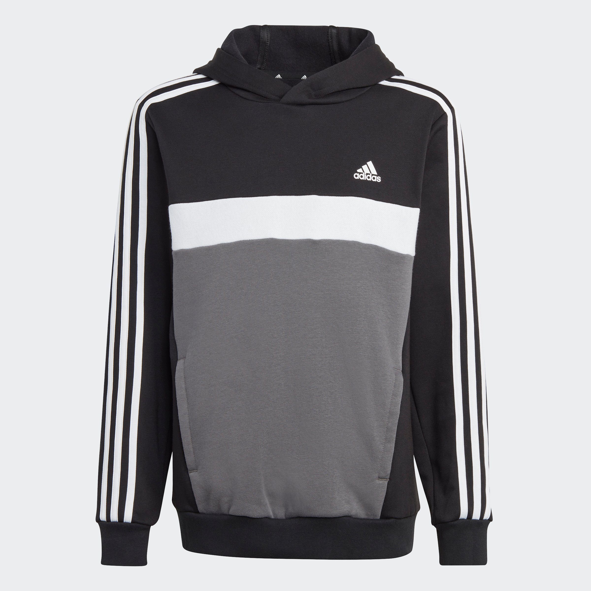 adidas Sportswear Kapuzensweatshirt TIBERIO 3STREIFEN COLORBLOCK KIDS HOODIE Black / White / Grey Five | Sweatshirts
