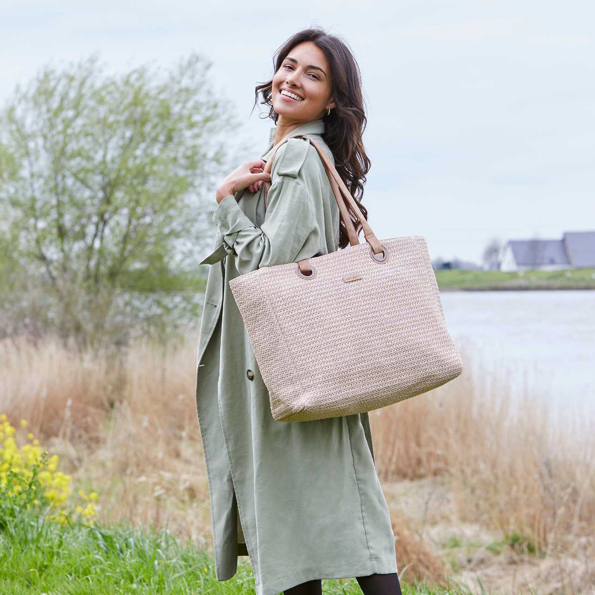 Enrico Benetti Strandtasche Badetasche mit Reißverschluss Damen Herren – Shopper groß (Shopper, groß), in schöner Bastoptik
