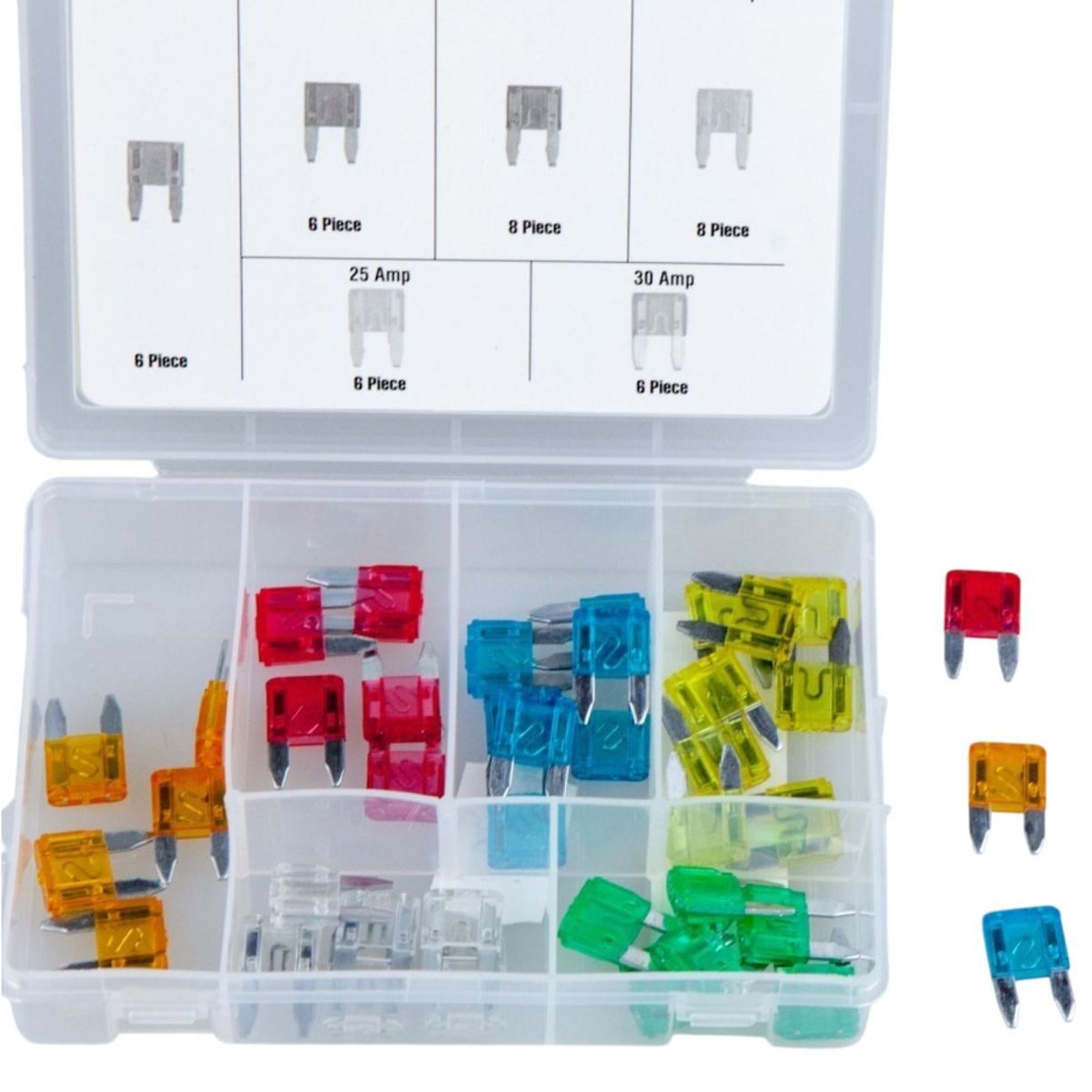 Benson Tools Kfz-Sicherungshalter Sortiment Sicherungen 40tlg. 5-30A Stecksicherung Auto Flachsicherung, (40-St), mini Format