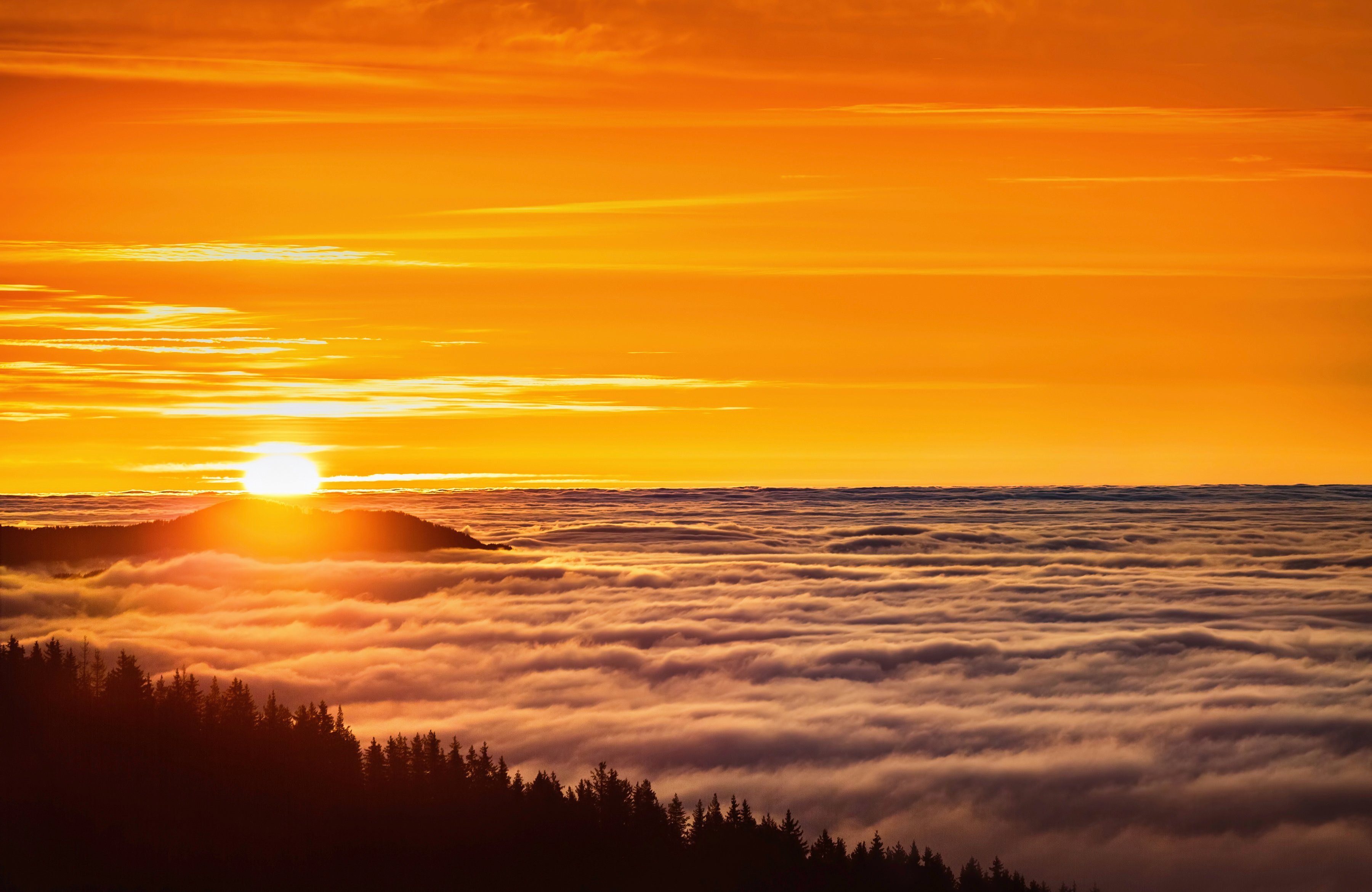 Papermoon Fototapete SONNENUNTERGANG-NATUR LANDSCHAFT GEBIRGE ALPEN BERGE