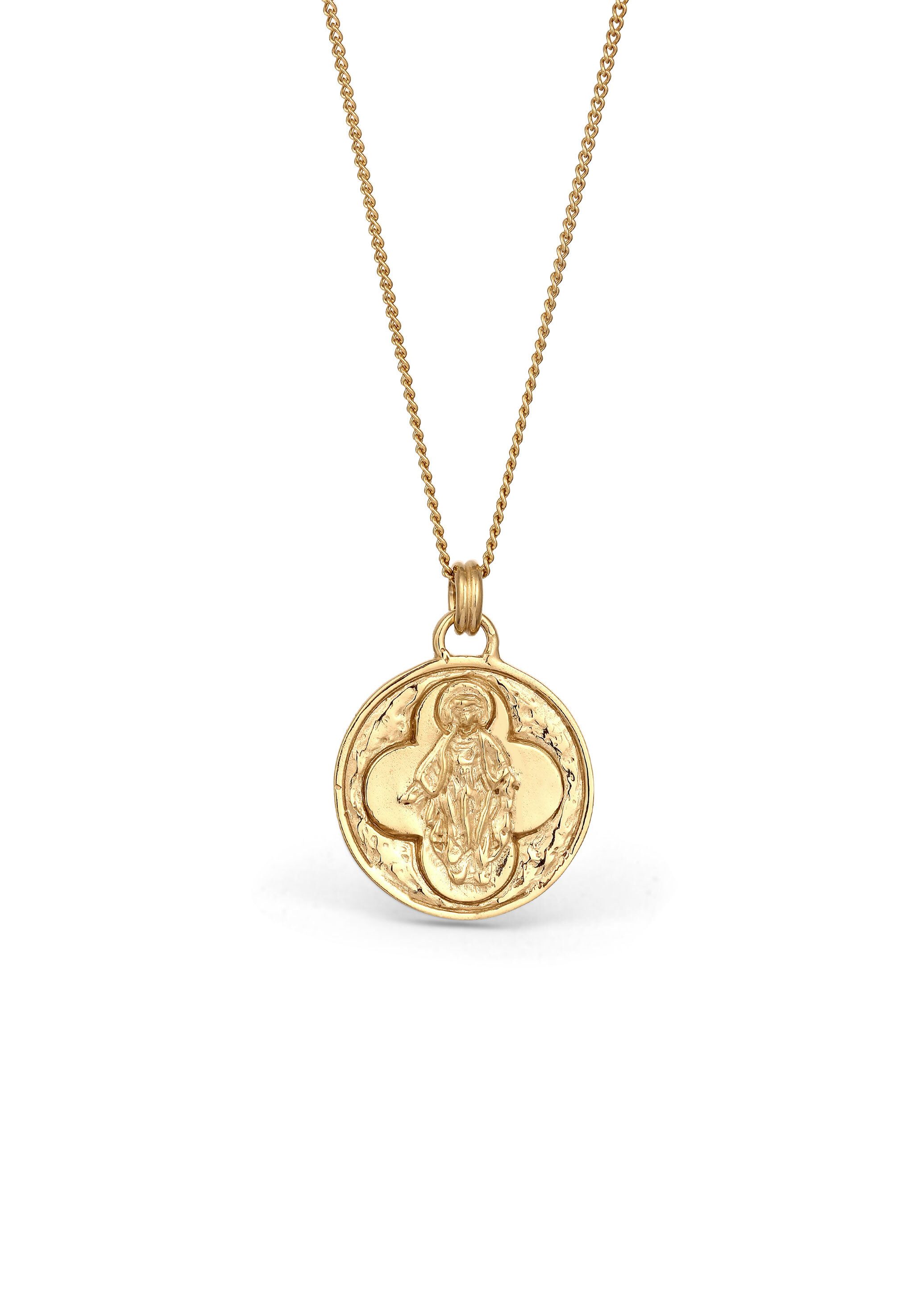 Elli Kette mit Anhänger Marienfigur 925 Sterling Silver gold-plated