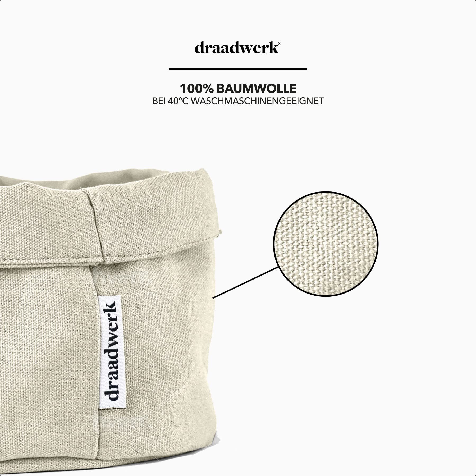 draadwerk® Brotkorb Stoff, Brötchenkorb, Aufbewahrungskorb, Frühstückskorb, Baumwolle, (Für Frühstück, Brunchen & Feiertage), Aufbewahrungskorb