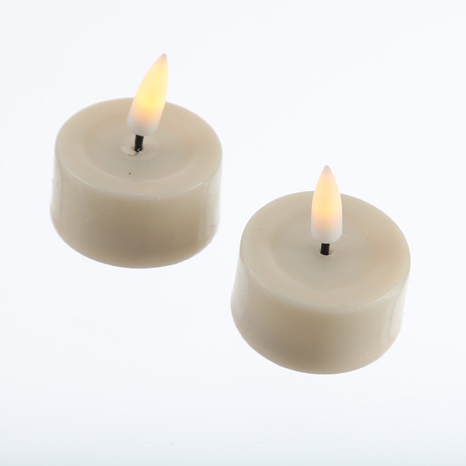Deluxe Homeart LED-Kerze LED Teelichter Mia flackernd inkl. Batterien D: 4,1cm creme 2 Stück (2-tlg)
