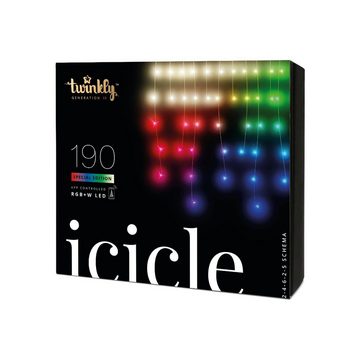 twinkly LED-Lichterkette ICICLE, Eiszapfenform mit 190 5mm LED RGBW, 5m Transparentes Kabel