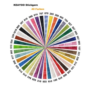XX01 Stickgarn, 500,00 m (40-St), Stickgarn Set 500M 40 Farben Polyester Maschinenstickgarn für Brother/Babzlock/Janome/Singer/Kenmore Nähmaschine und Stickereimaschine