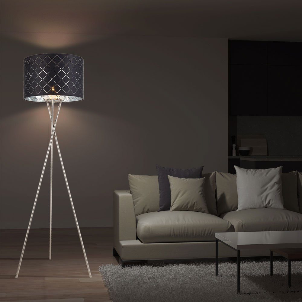 etc-shop LED Stehlampe, Leuchtmittel inklusive, Warmweiß, Fluter Dekor Lese Leuchte Stoff Lampe Steh Schalter Decken