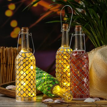MARELIDA LED Dekolicht LED Flasche Mosaiksteine Glasflasche Mosaik Leuchtflasche beige, warmweiß (2100K bis 3000K)