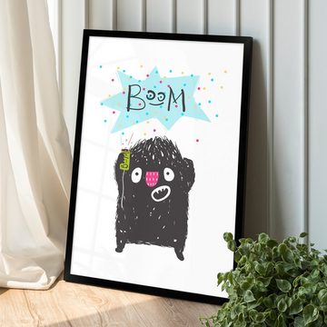 WANDStyle Bild mit Rahmen Monsterparty, süßes Poster fürs Kinderzimmer