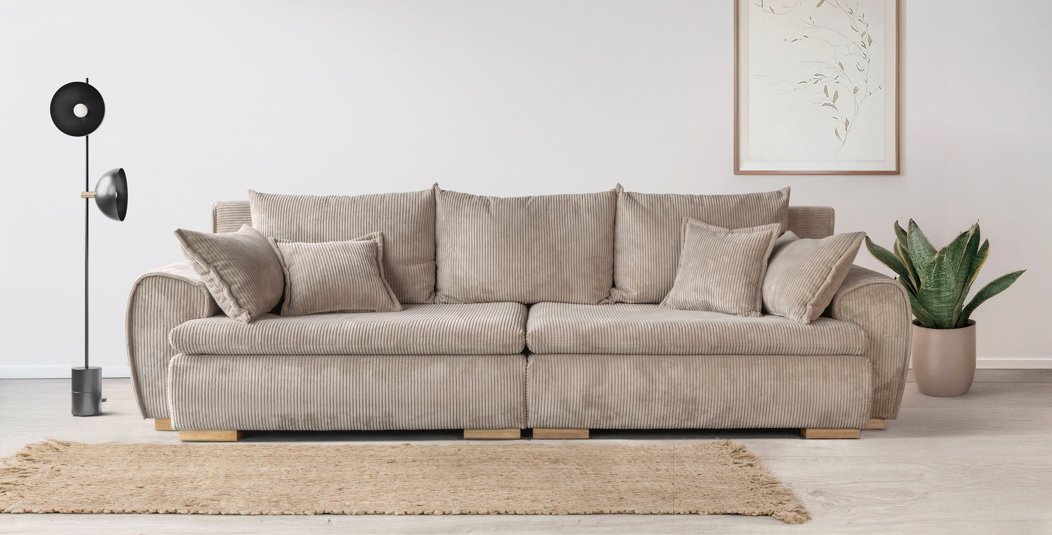 Home affaire Big-Sofa Katja, B: 275 cm - OTTO. Verlässliche Qualität., Mega-Sofa mit 4 Zierkissen