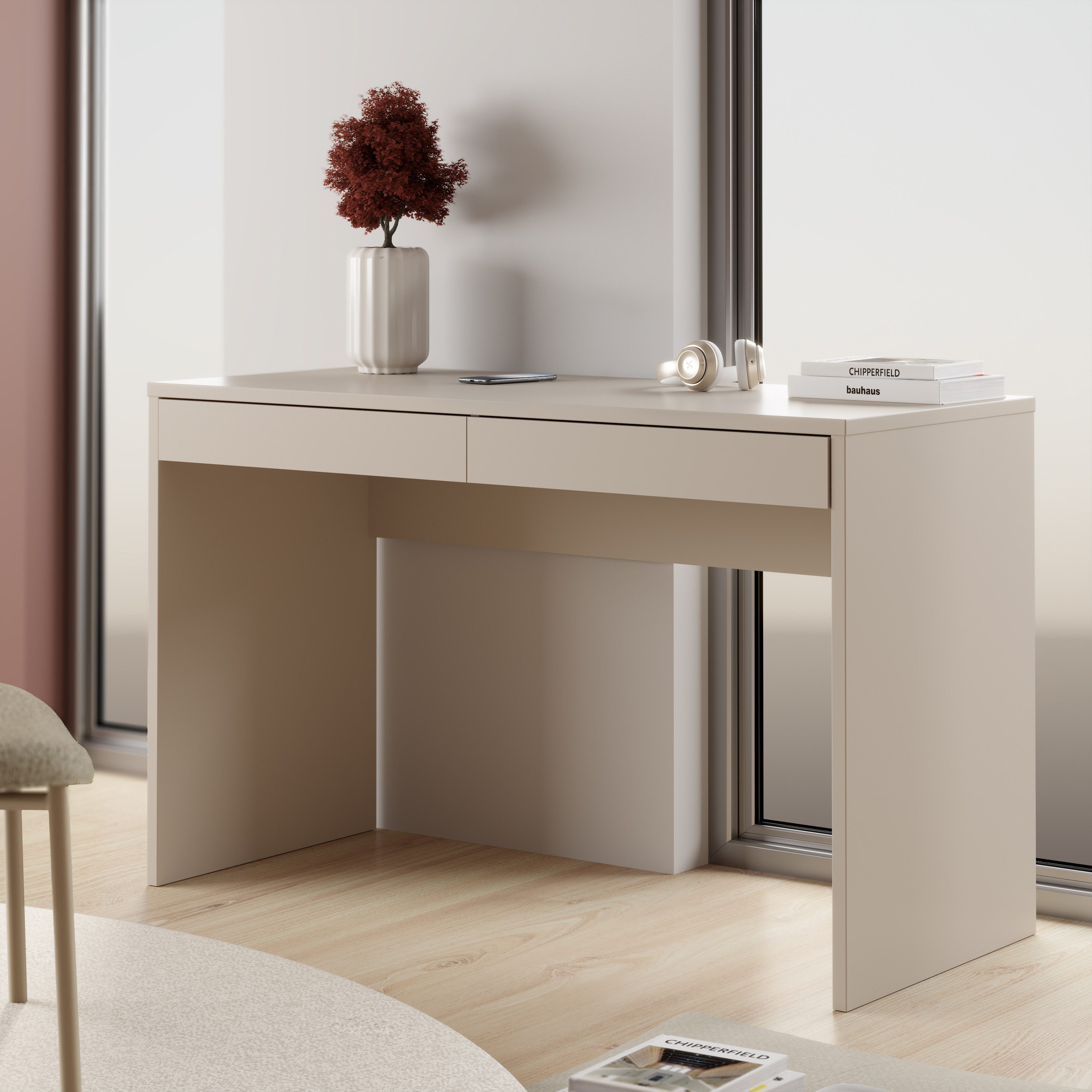 FORTE Schreibtisch Milles, 2 Schubkästen mit Vollauszug, B/H/T 124,8/77,3/5 günstig online kaufen