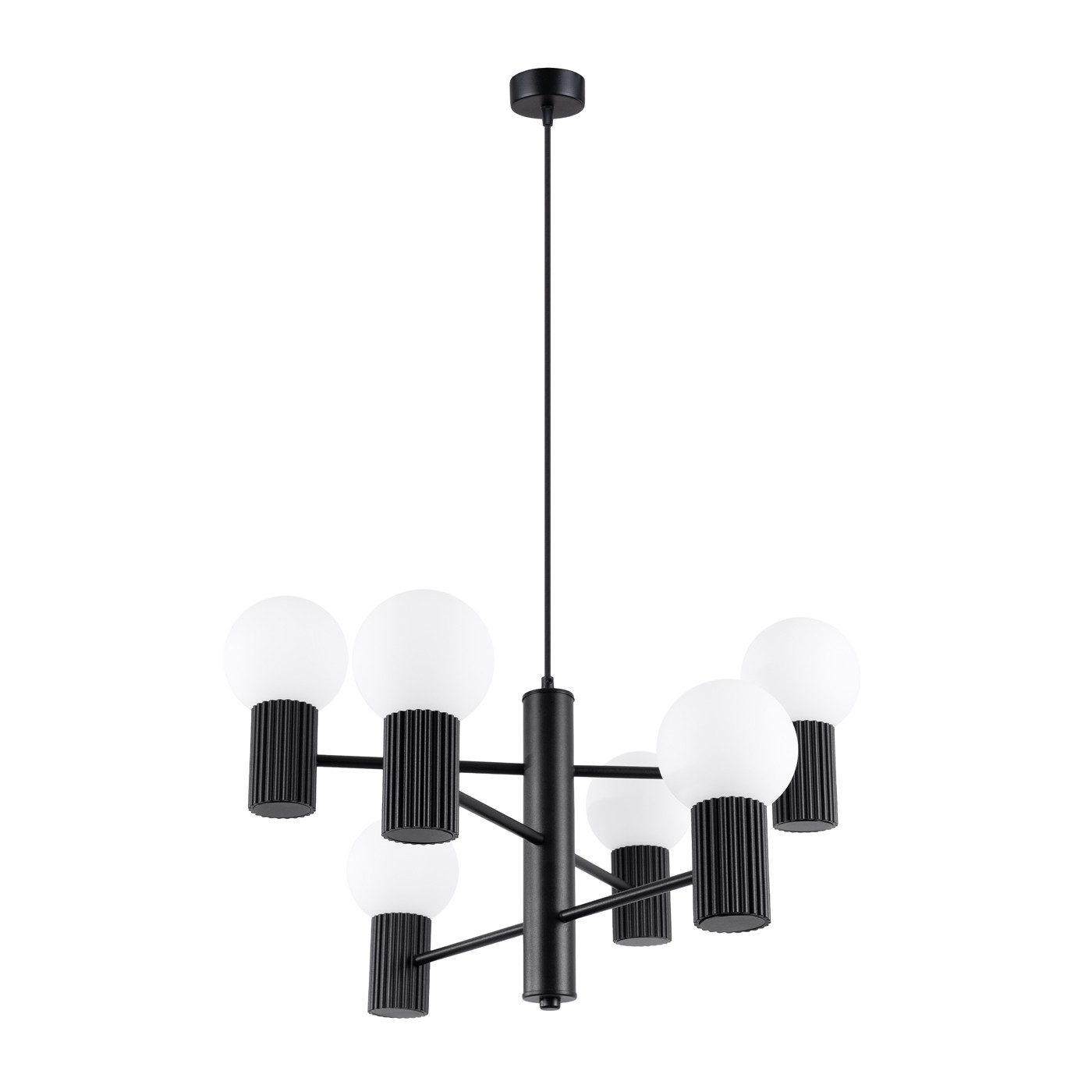 SOLLUX lighting Kronleuchter Kronleuchter Halo 6 Schwarz, Nicht enthalten