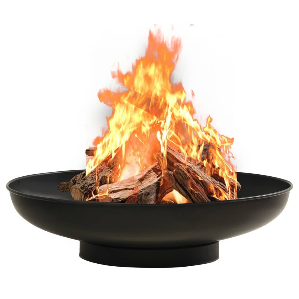 vidaXL Feuerkorb Î 80 x 20 cm Feuerschale 80 cm Stahl Gartenfeuer schwarz