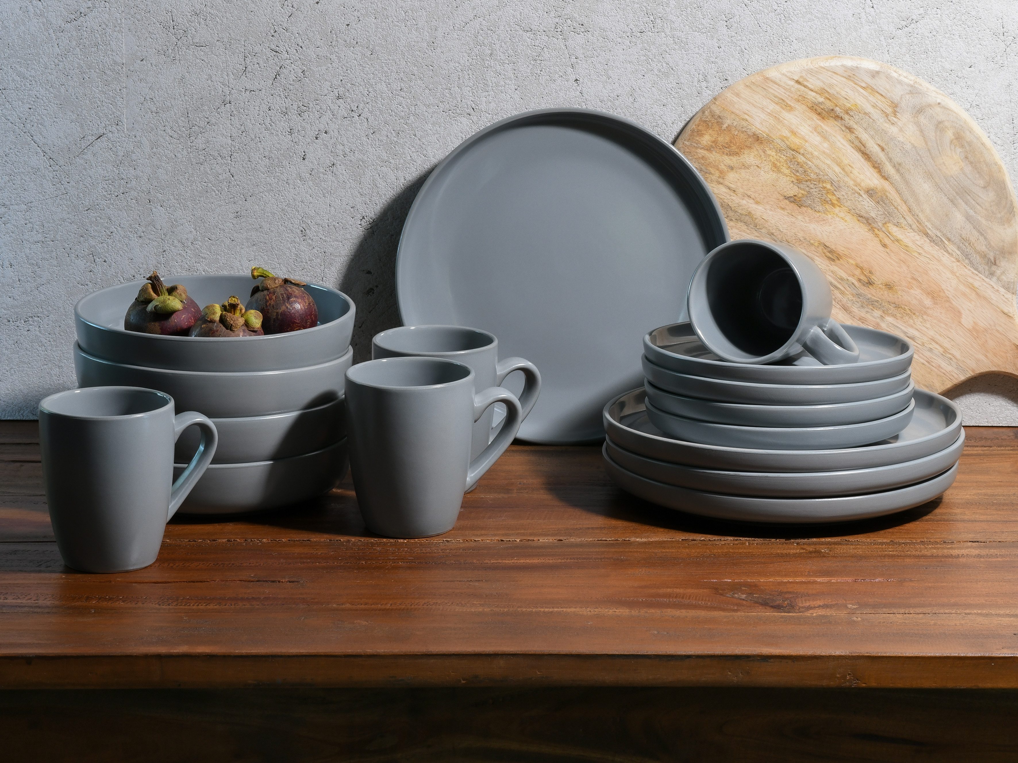 LeGer Home by Lena Gercke Kombiservice Geschirr-Set, Service Liliane (16-tlg), 4 Personen, Steinzeug, skandinavische, minimalistische Formensprache, 16 Teile
