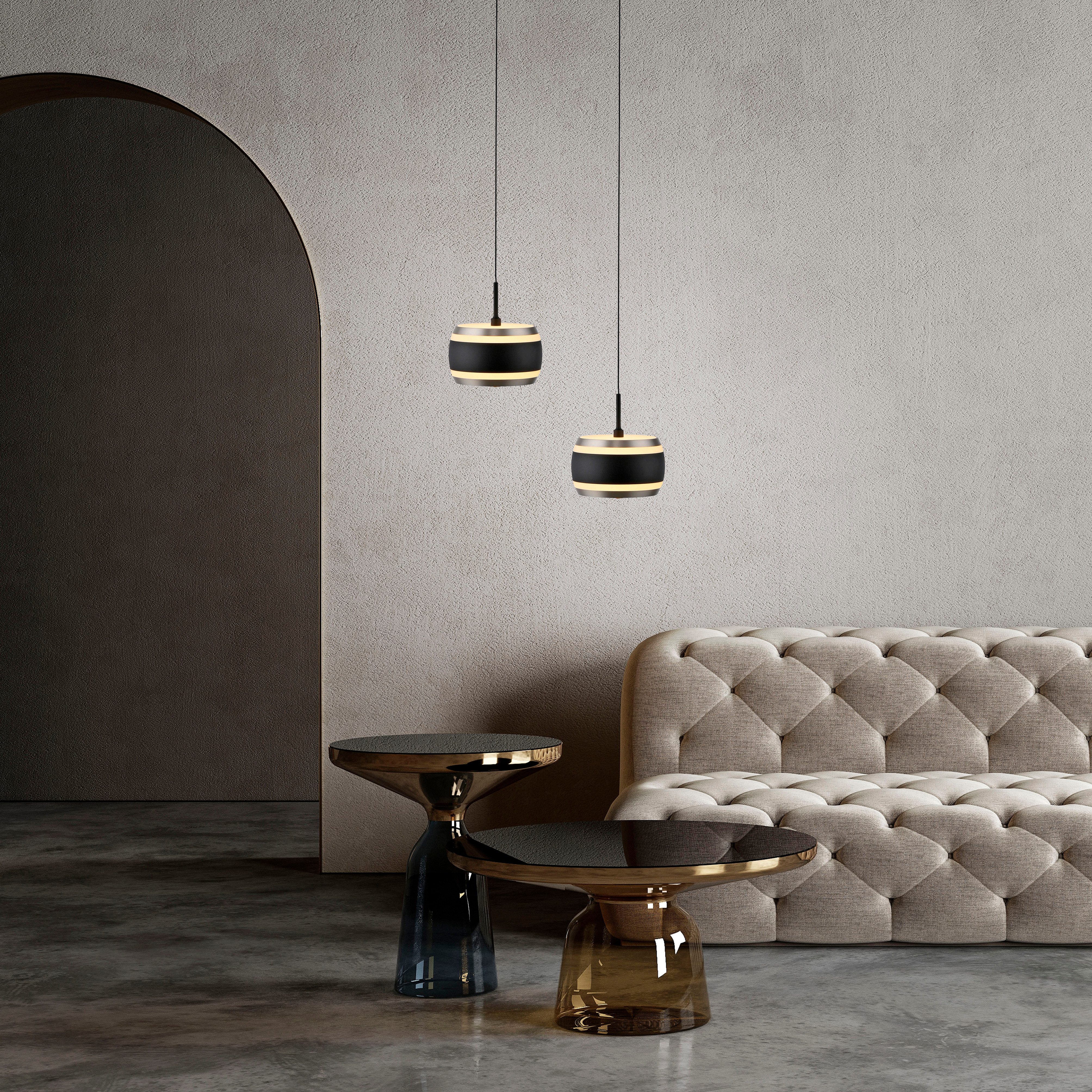 Neuhaus PURE LED Pendelleuchte PURE Falling Rings, CCT - über Fernbedienung, LED fest integriert, warmweiß - kaltweiß, Comfort Lift, CCT, dimmbar, Fernbedienung, Timer