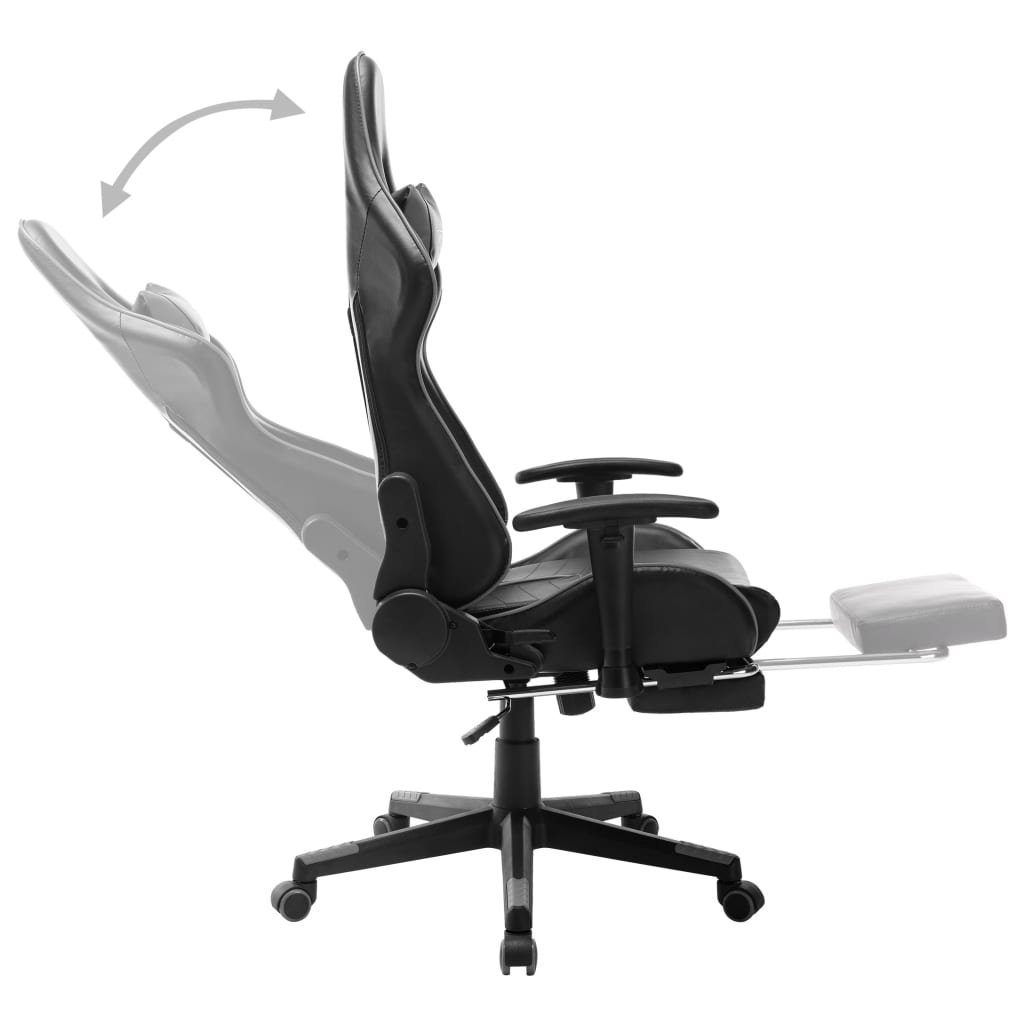(1 St) Fußstütze und furnicato Schwarz Gaming-Stuhl Kunstleder mit Grau