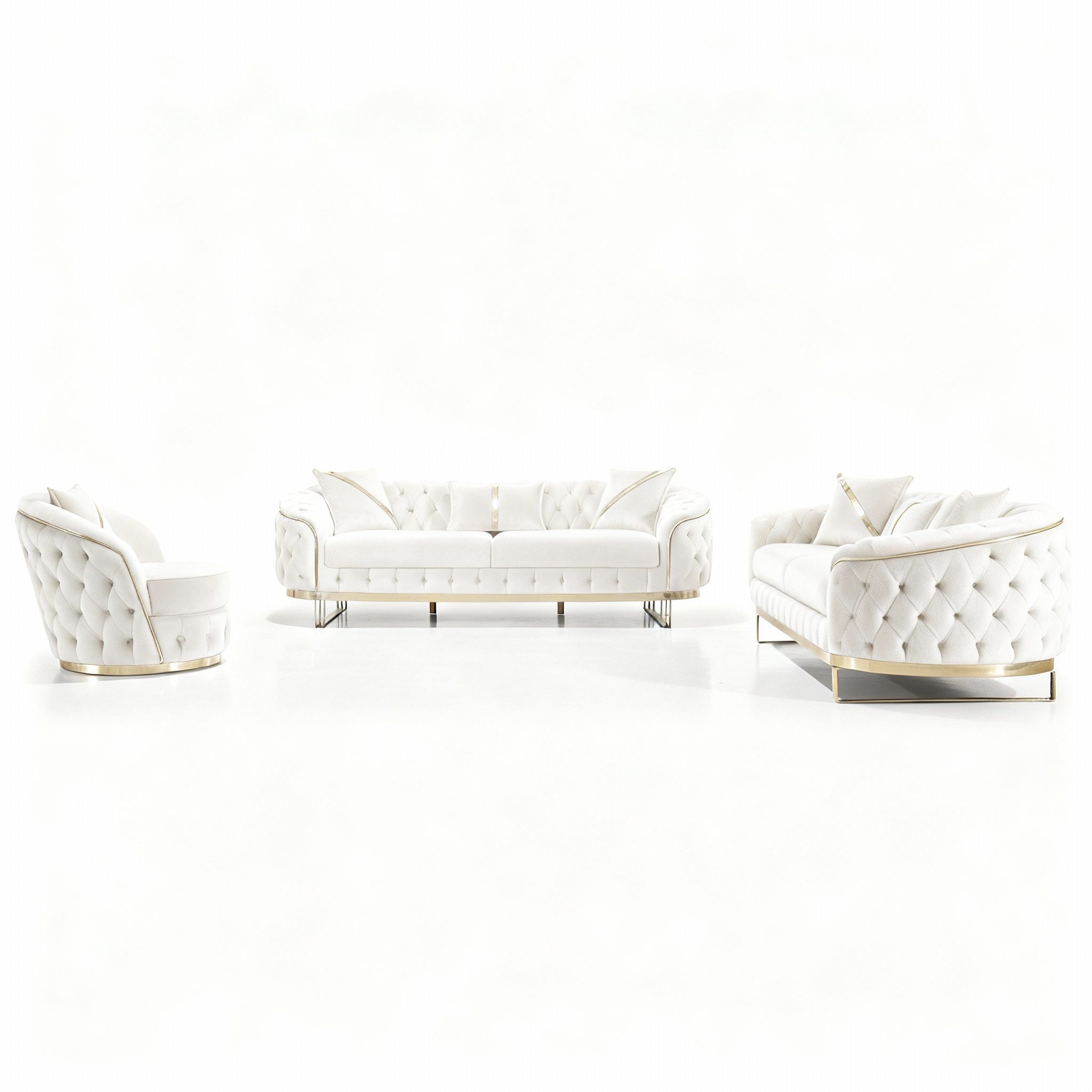 Sofa -Set MIRA mit Knopfheftung in 5 edlen Farbvarianten