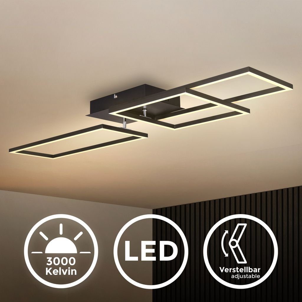B.K.Licht Deckenleuchte LED Deckenlampe 3-flammig 92x26 cm schwenkbar - BKL1501, LED fest integriert, 3000K - Warmweiß