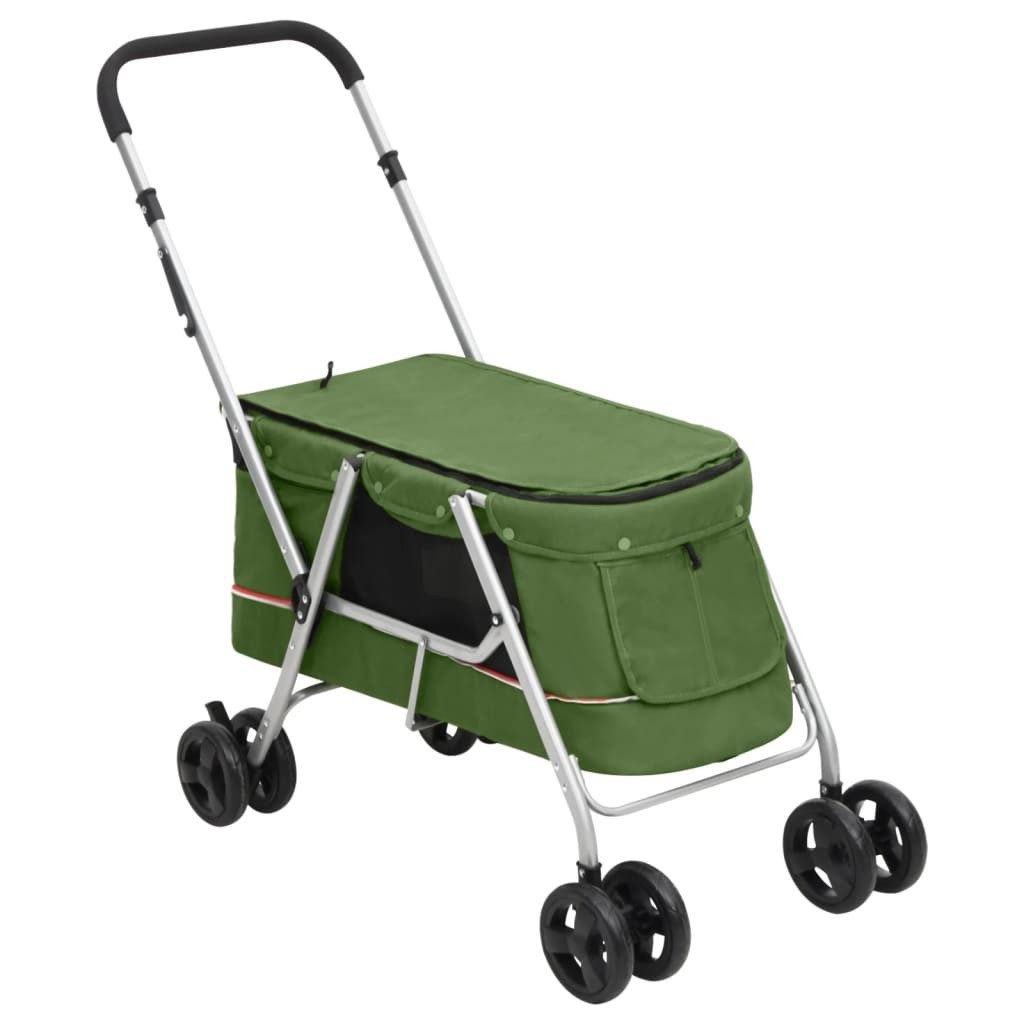 vidaXL Hundebuggy Hundewagen Faltbar Grün 100x49x96 cm Leinenstoff