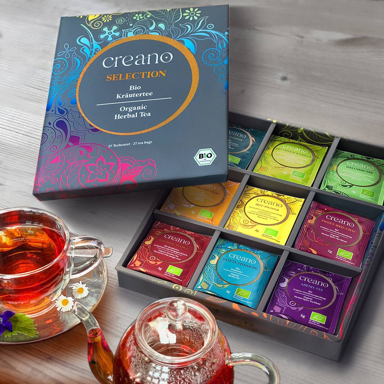 Creano Tee Bio Kräutertee Geschenkset 27 Bio-Teebeutel in 9 Sorten - 54g*, 1 x 27 St. – Bild 4 von 5