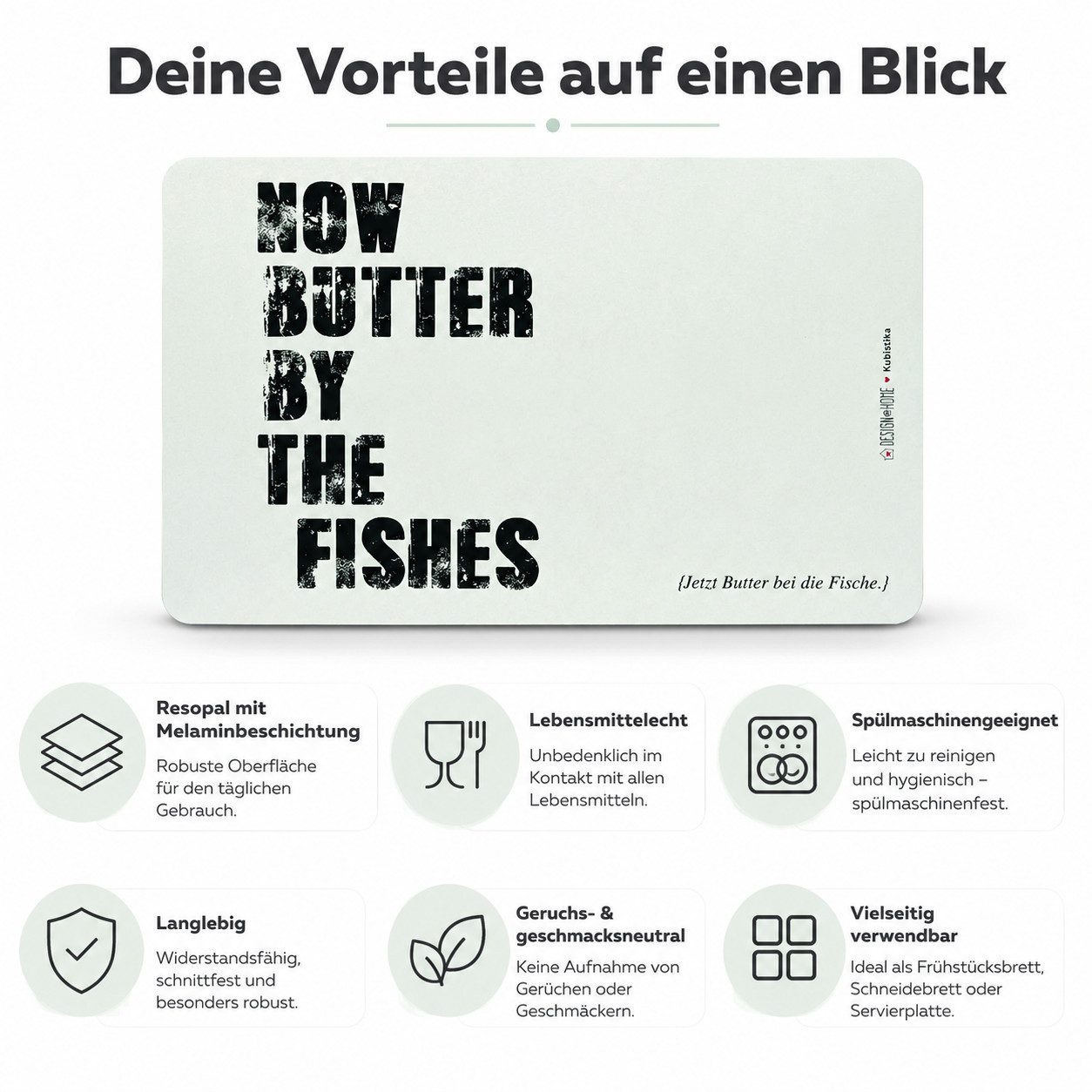 Räder Design Frühstücksbrett Frühstücksbrettchen aus Resopal - Butter by the Fishes, Resopal, (1-St)