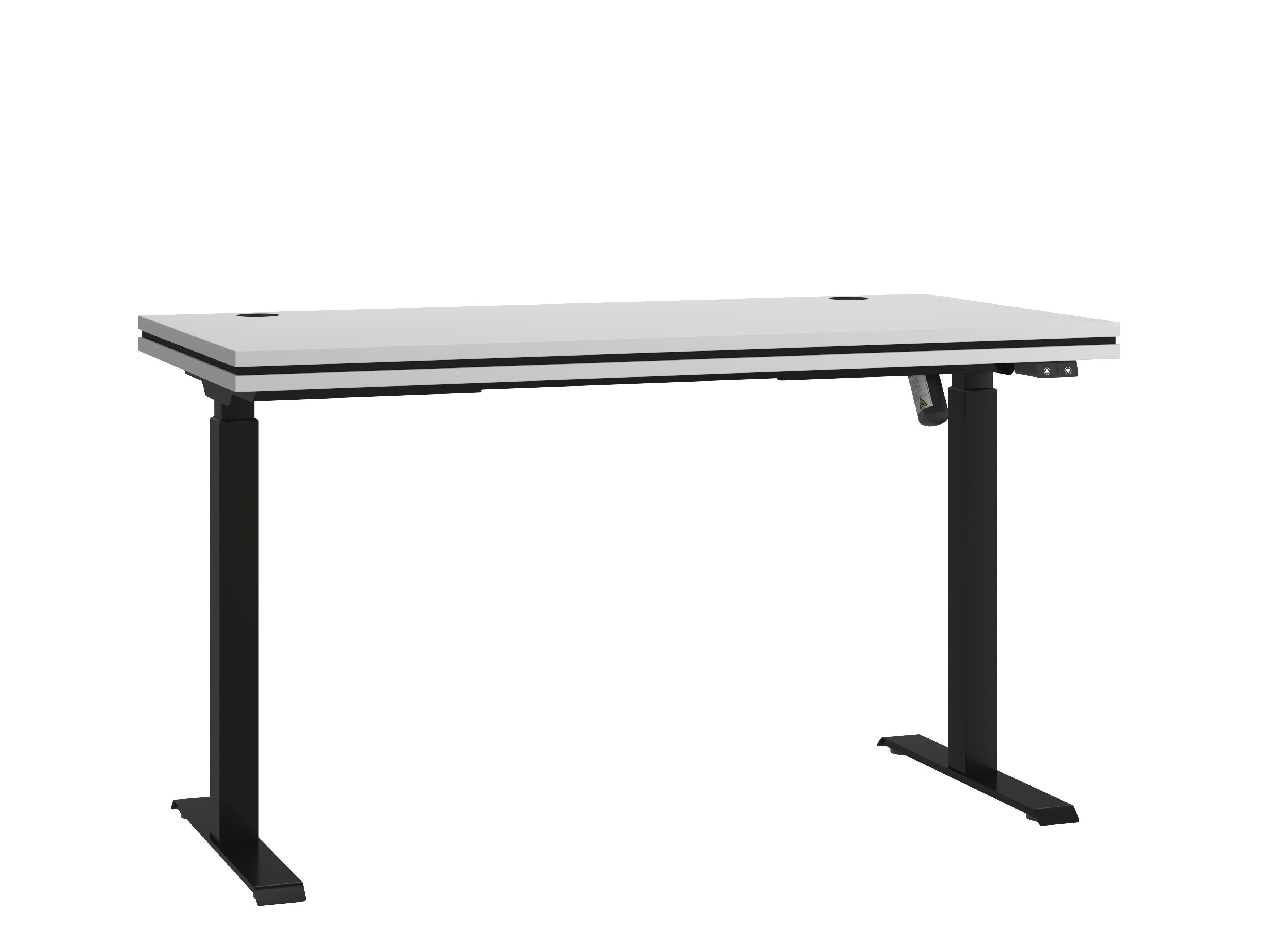 Furnix Schreibtisch mit elektrisch höheverstellbaren Kufenbeinen Büro PC-Tisch MOLUKI 161, elektrisch höhenverstellbar mit Steuermodul Hellgrau