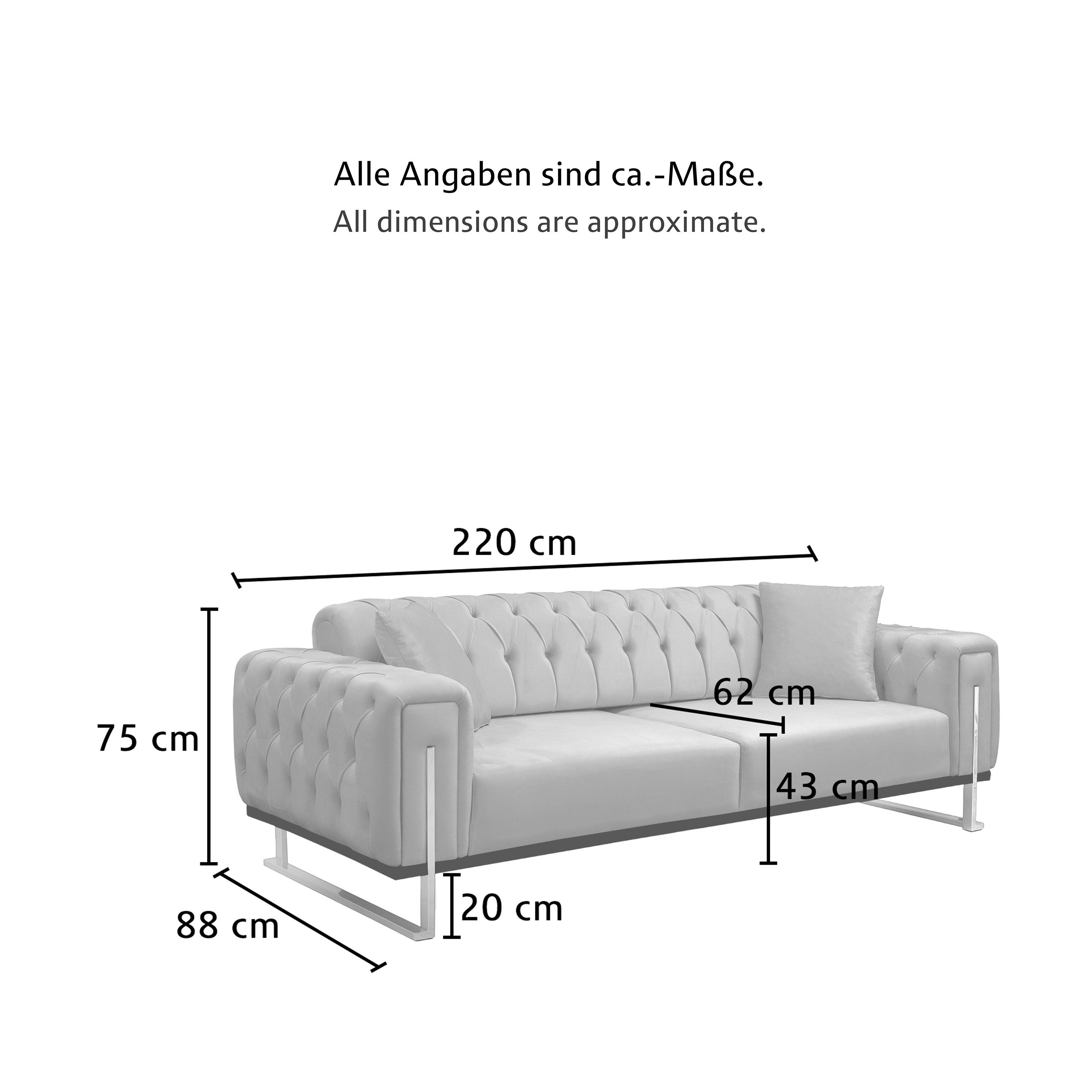 Palms-Store Sofa Valenci 6 Stoff-farben & 3 Kufen Farben, frei kombinierbar, mit Bettfunktion