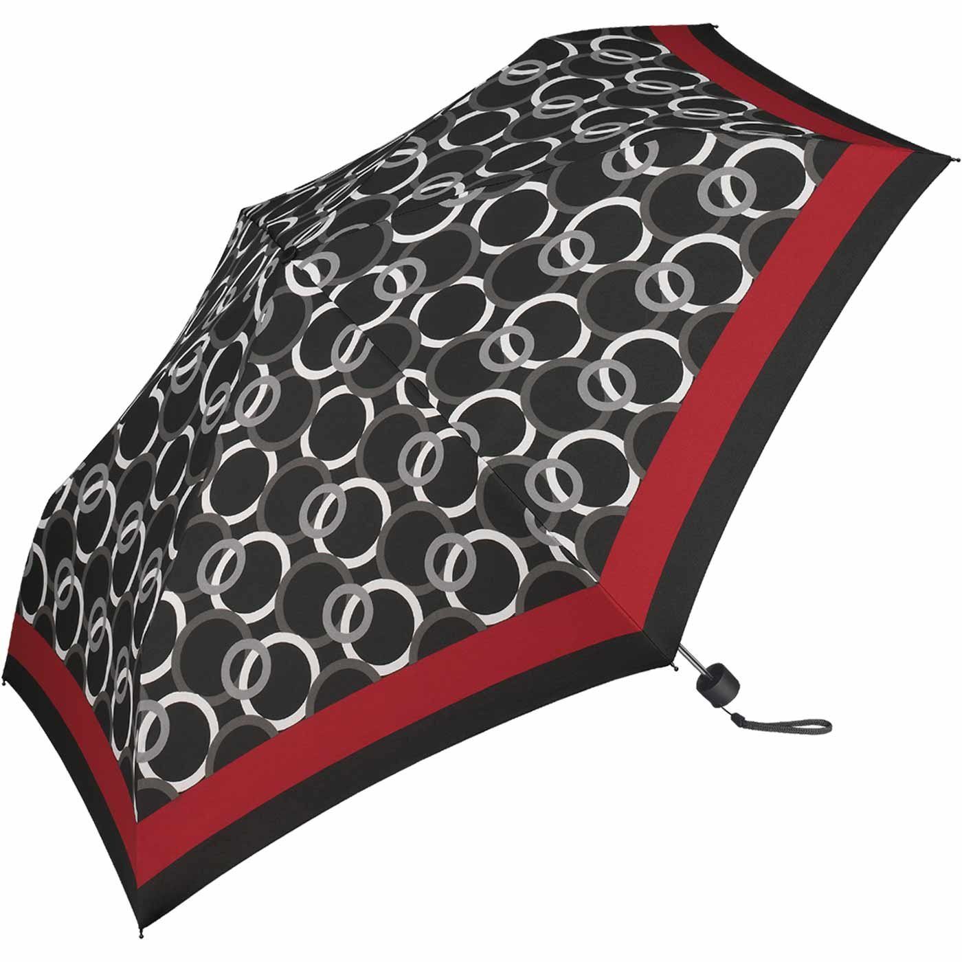 Pierre Cardin Taschenregenschirm schlanker Damen-Taschenschirm mit geometrischen Handöffner, mit Ring-Muster interessantem