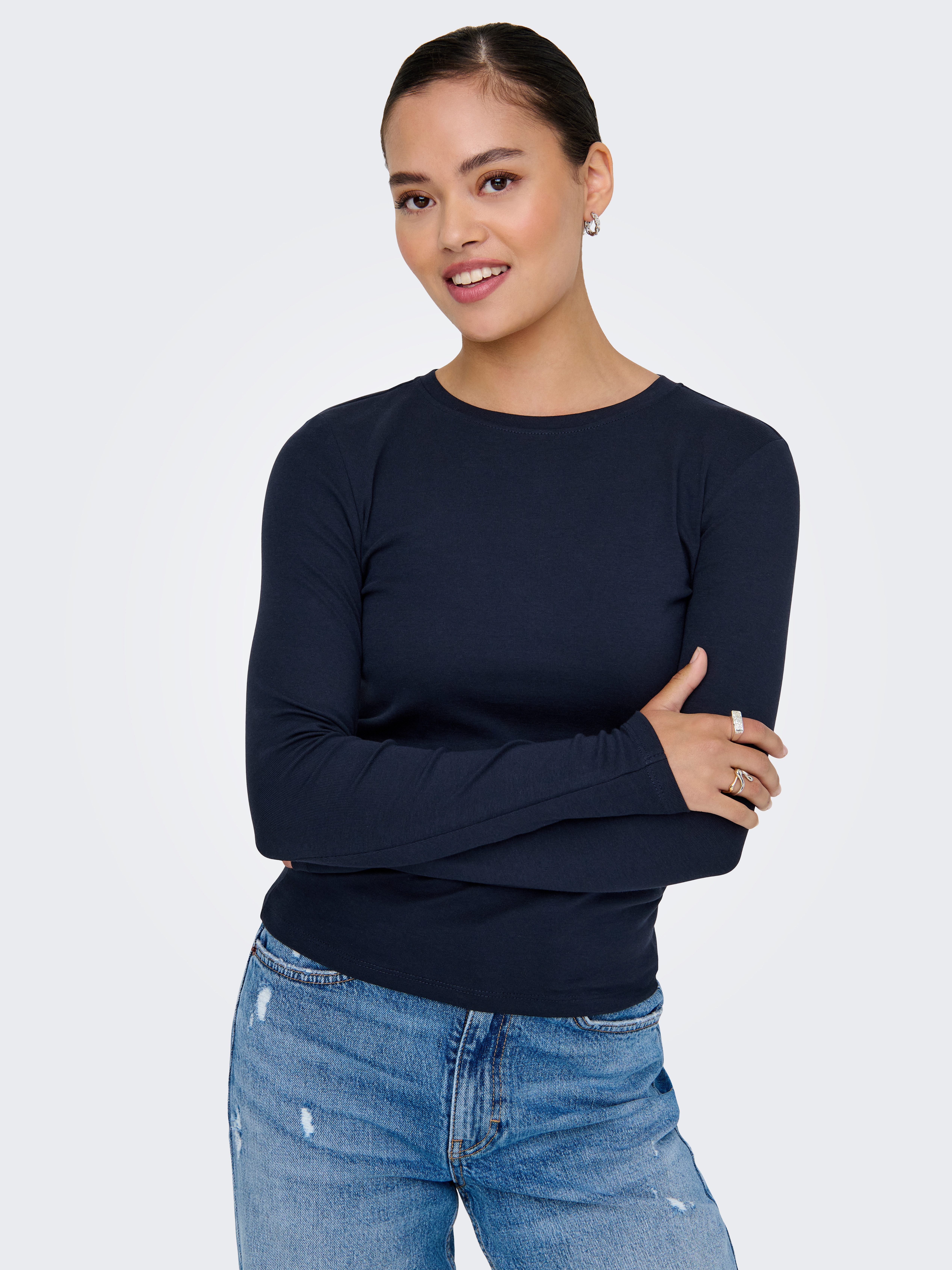 ONLY Langarmshirt ONLRILEY O-NECK L/S TOP günstig online kaufen