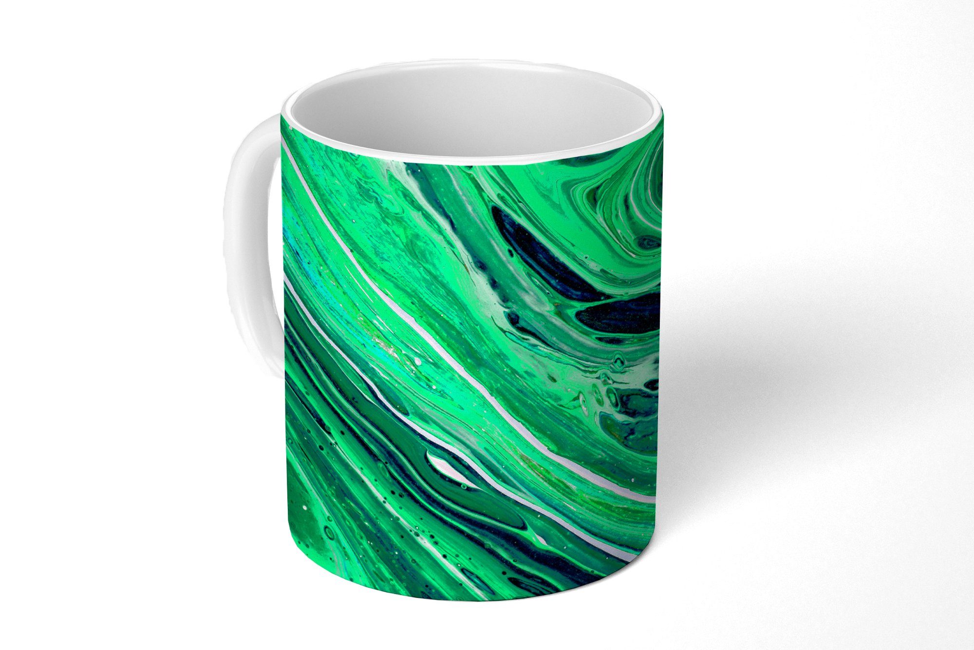 MuchoWow Tasse Marmor - Ölfarbe - Grün, Keramik, Kaffeetassen, Teetasse, Becher, Teetasse, Geschenk
