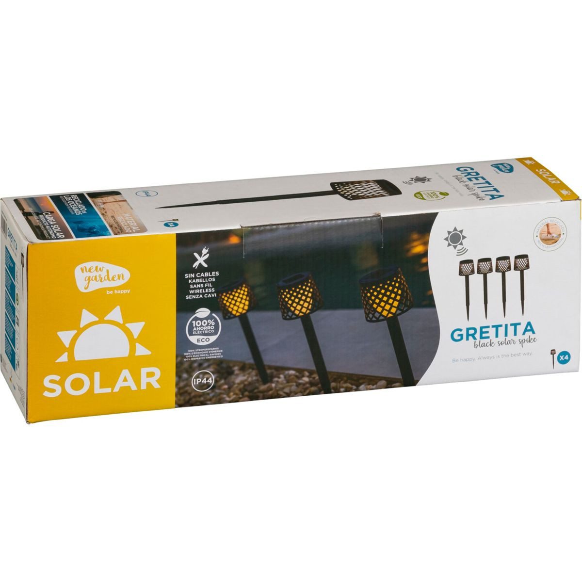 New Garden LED Solarleuchte New Garden Gretita Solar Erdspieß Leuchte, 4er