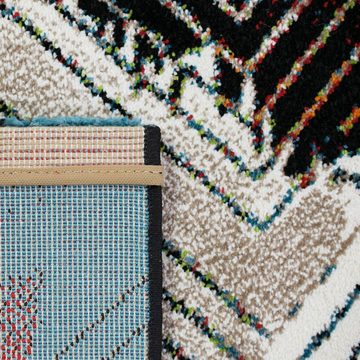 Teppich Bunter Designerteppich mit abstraktem Muster, pflegeleicht, rot blau, Teppich-Traum, rechteckig, Höhe: 13 mm, Geeignet für Fußbodenheizung, Allergikerfreundlich & hautsympathisch
