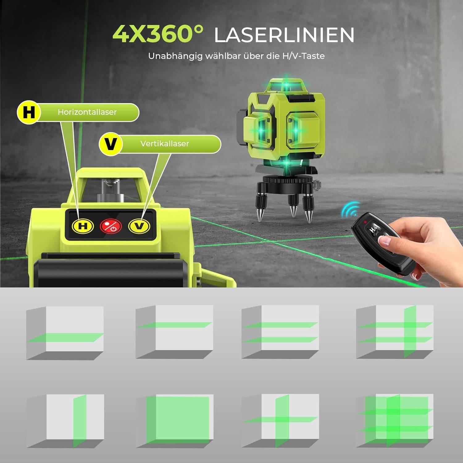 AeroAxis Kreuzlinienlaser 16 Linien Nivellierlaser, 4x360 °Laser Wasserwaag günstig online kaufen