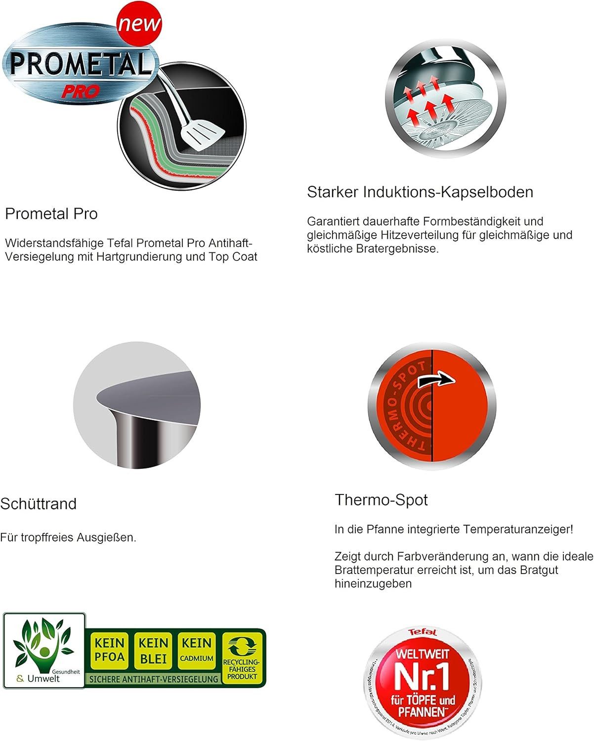 Tefal Servierpfanne Jamie Oliver Edelstahl Servierpfanne mit Deckel, Antihaftbeschichtet, Induktionsgeeignet