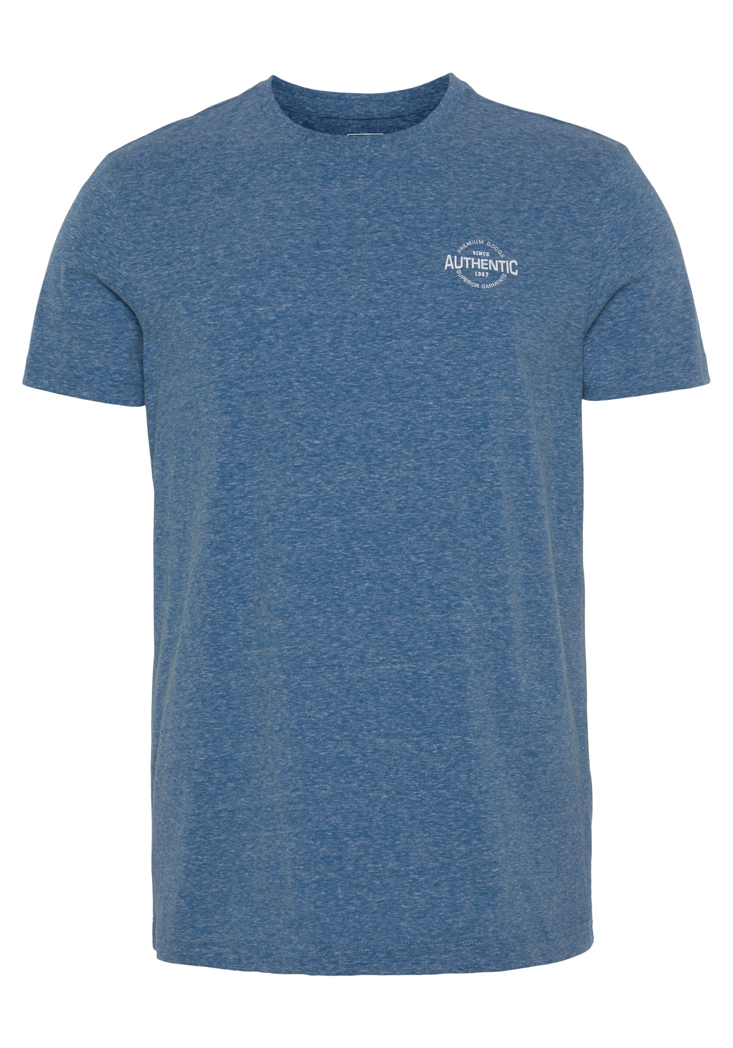 AJC T-Shirt in Optik mit blau Print besonderer meliert und Logo Melange