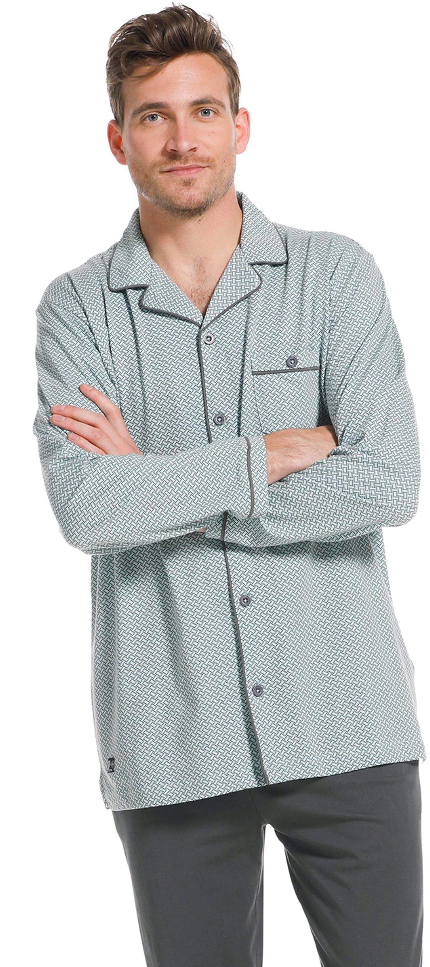 (1-tlg) Herren geknöpft Schlafanzug Pastunette Baumwolle Pyjamaoberteil Oberteil