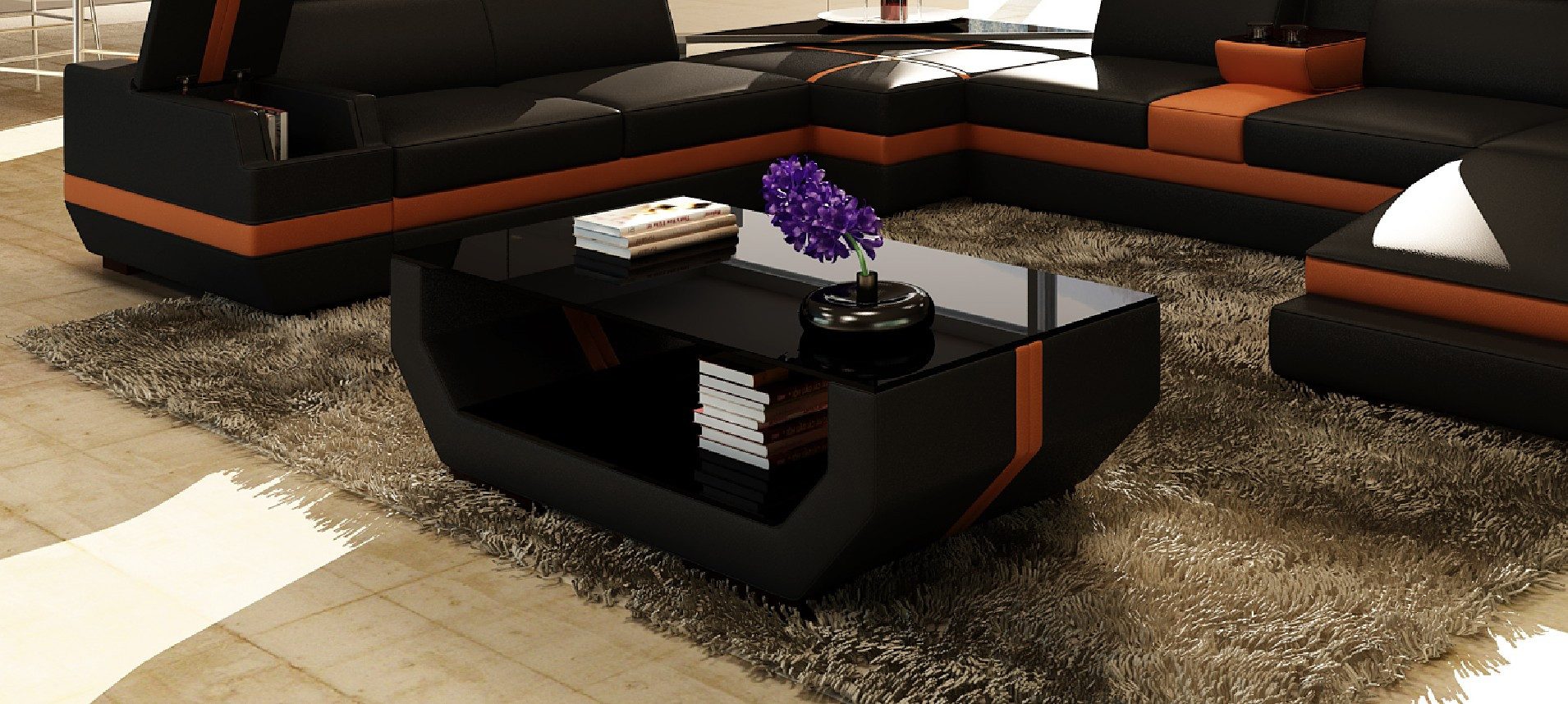 JVmoebel Couchtisch Eleganter Leder Couchtisch Polser für das Wohnzimmer, Made in Europa