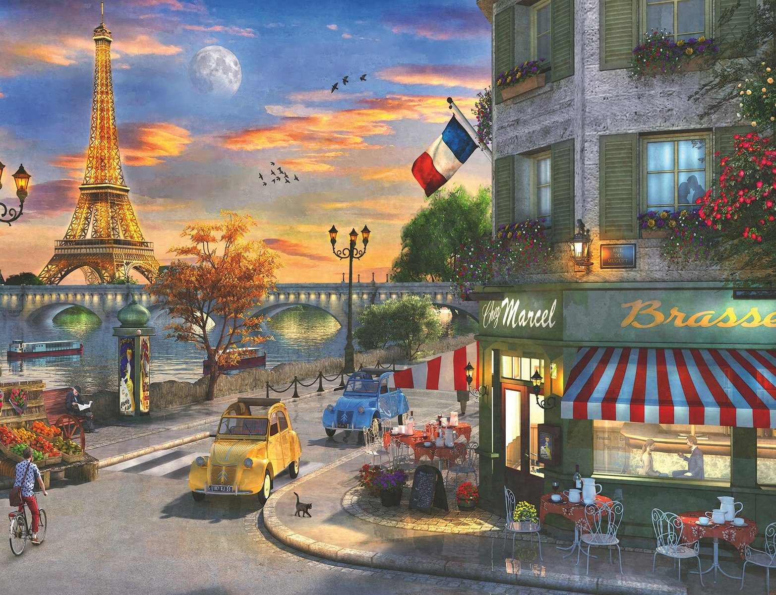 Ravensburger Puzzle Romantische Abendstunde in Paris, 2000 Puzzleteile, Made in Germany