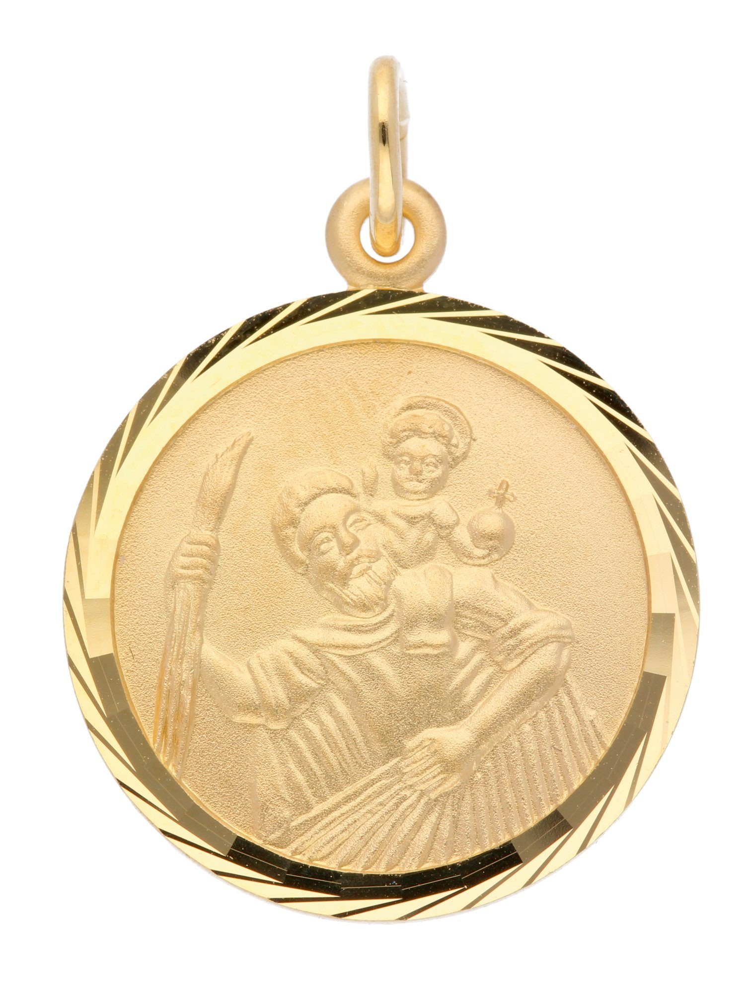 Kettenanhänger 585 Gold Anhänger Christophorus Ø 16 mm