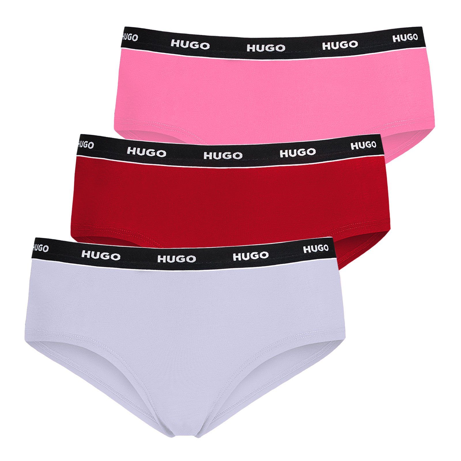 HUGO Hipster Cotton Stretch (3-St) mit Logobund 977 pink / red / lilac