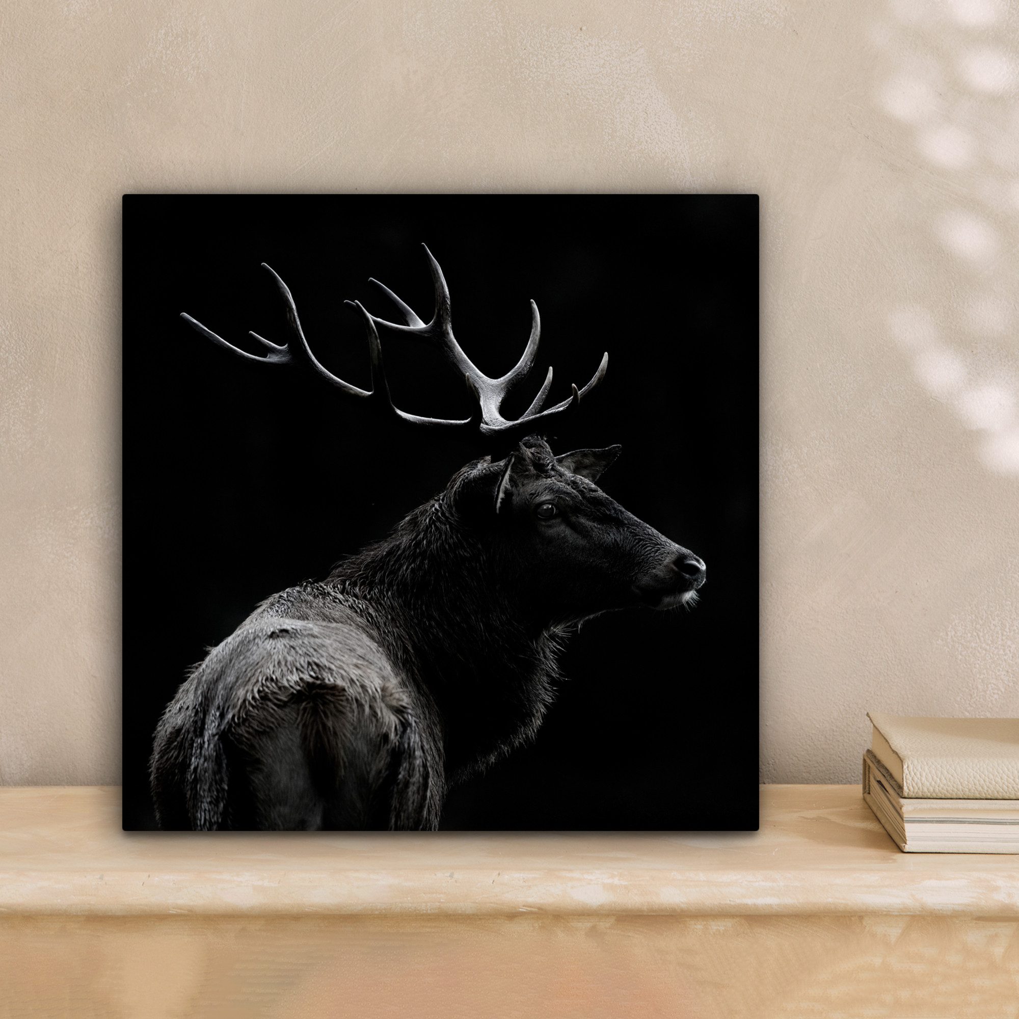 OneMillionCanvasses® Leinwandbild Hirsch - Schwarz - Porträt - Geweih - Tie günstig online kaufen