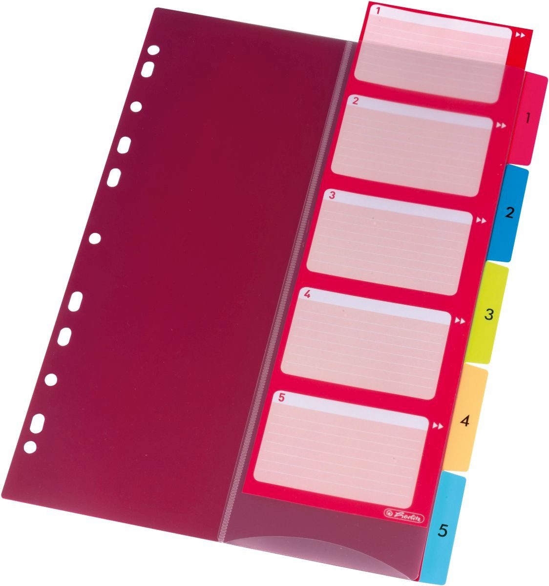 Herlitz Aktenordner Register A4 1-5 Kunststoff PP mehrfarbig mit Indextasche