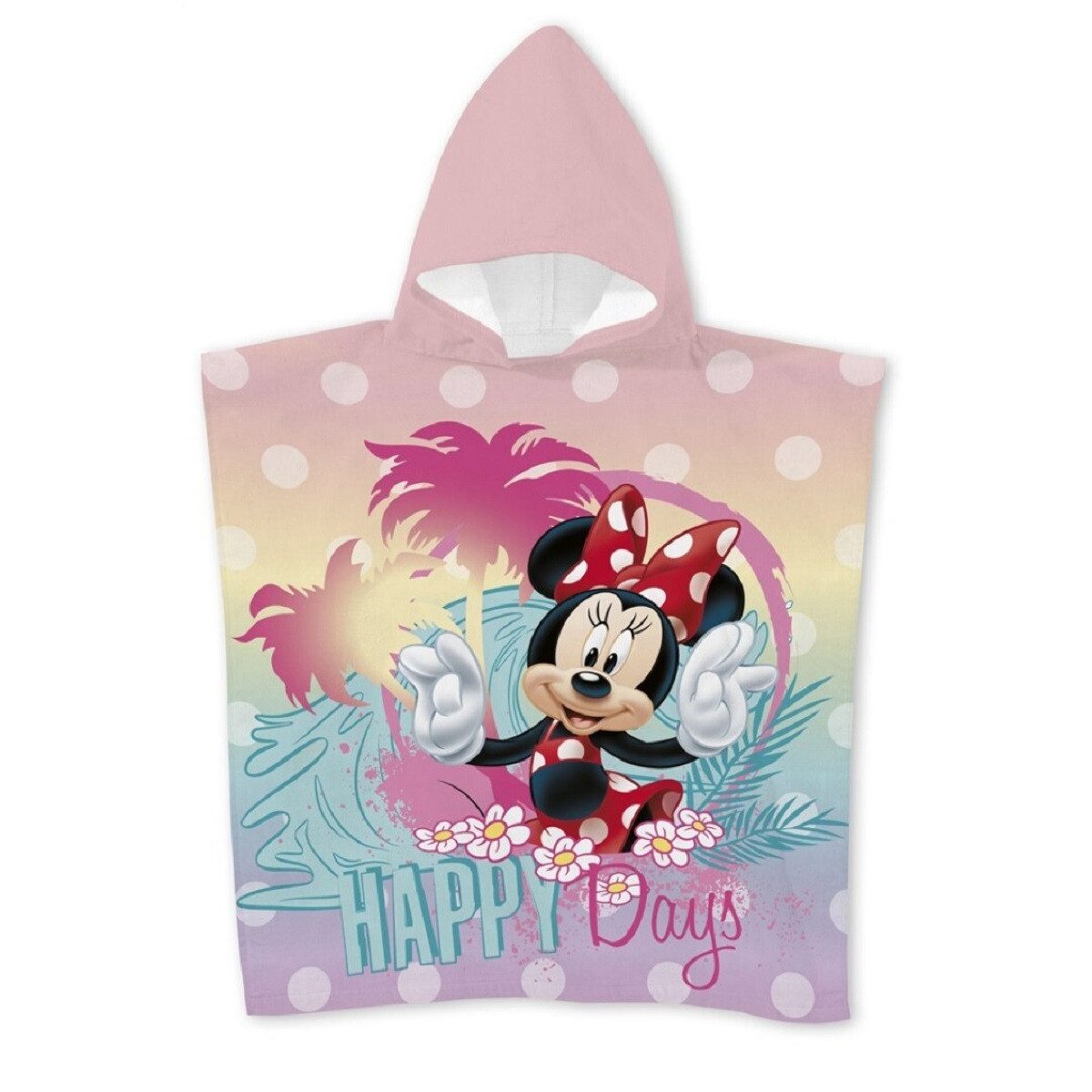 Disney Minnie Mouse Badeponcho Badeponcho für Kinder – Kapuzenhandtuch aus Polyester 55 x 110 cm, Polyester