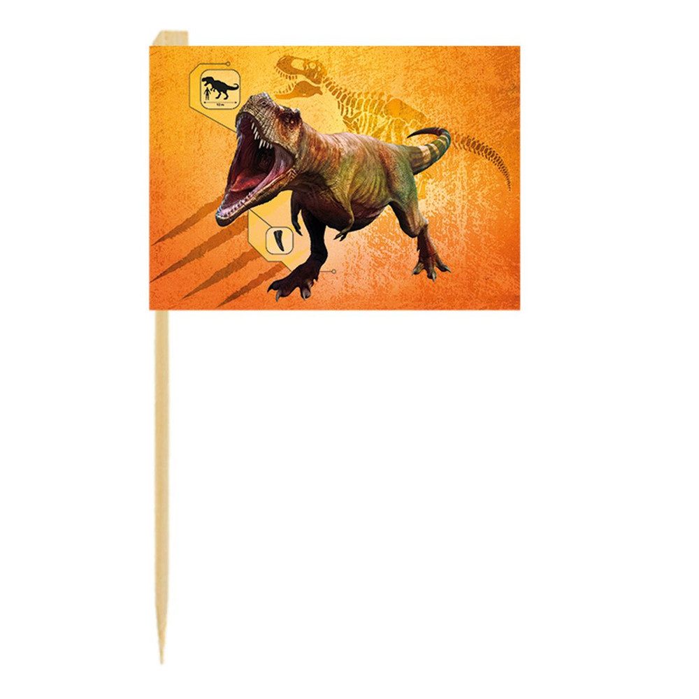 Boland Aufblasbares Partyzubehör 24 Flaggen-Spiesser - T-Rex - ca. 7 cm - orange/blau