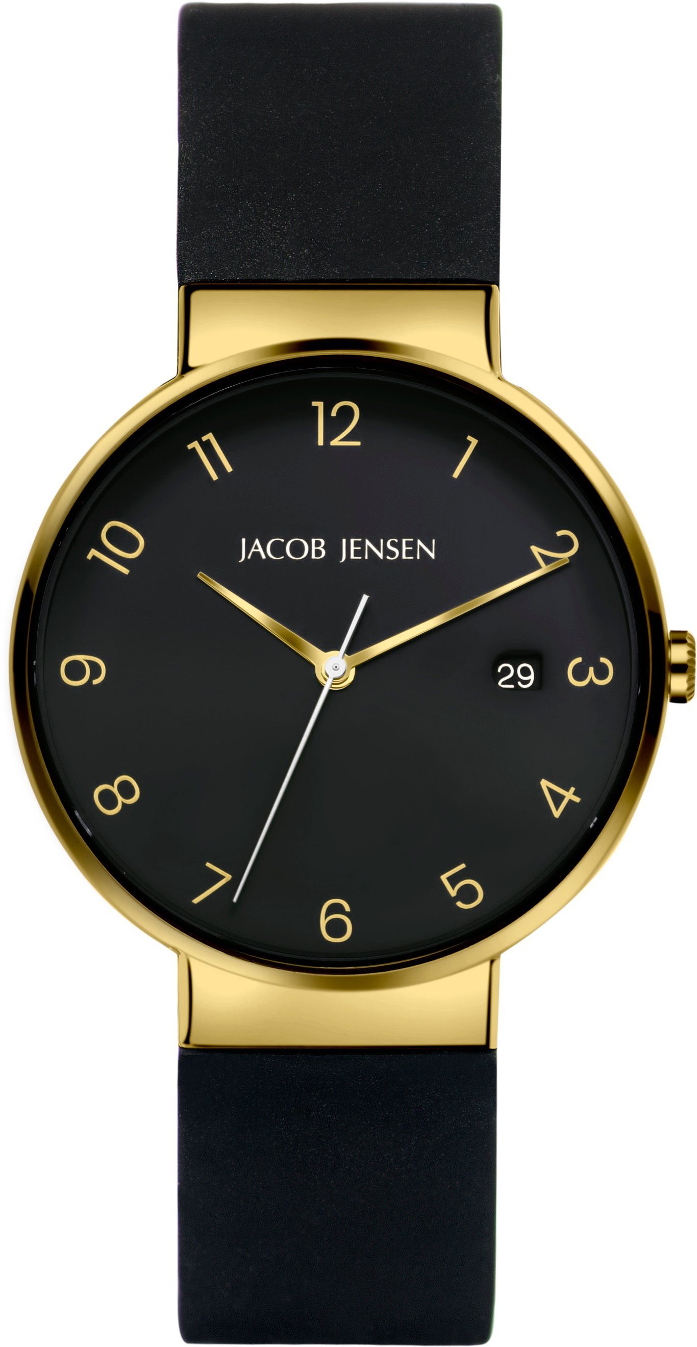 Jacob Jensen Datum Schwarz arabische Armbanduhr ⌀37mm, Nordic Ziffern Titanium Titanuhr Timeless