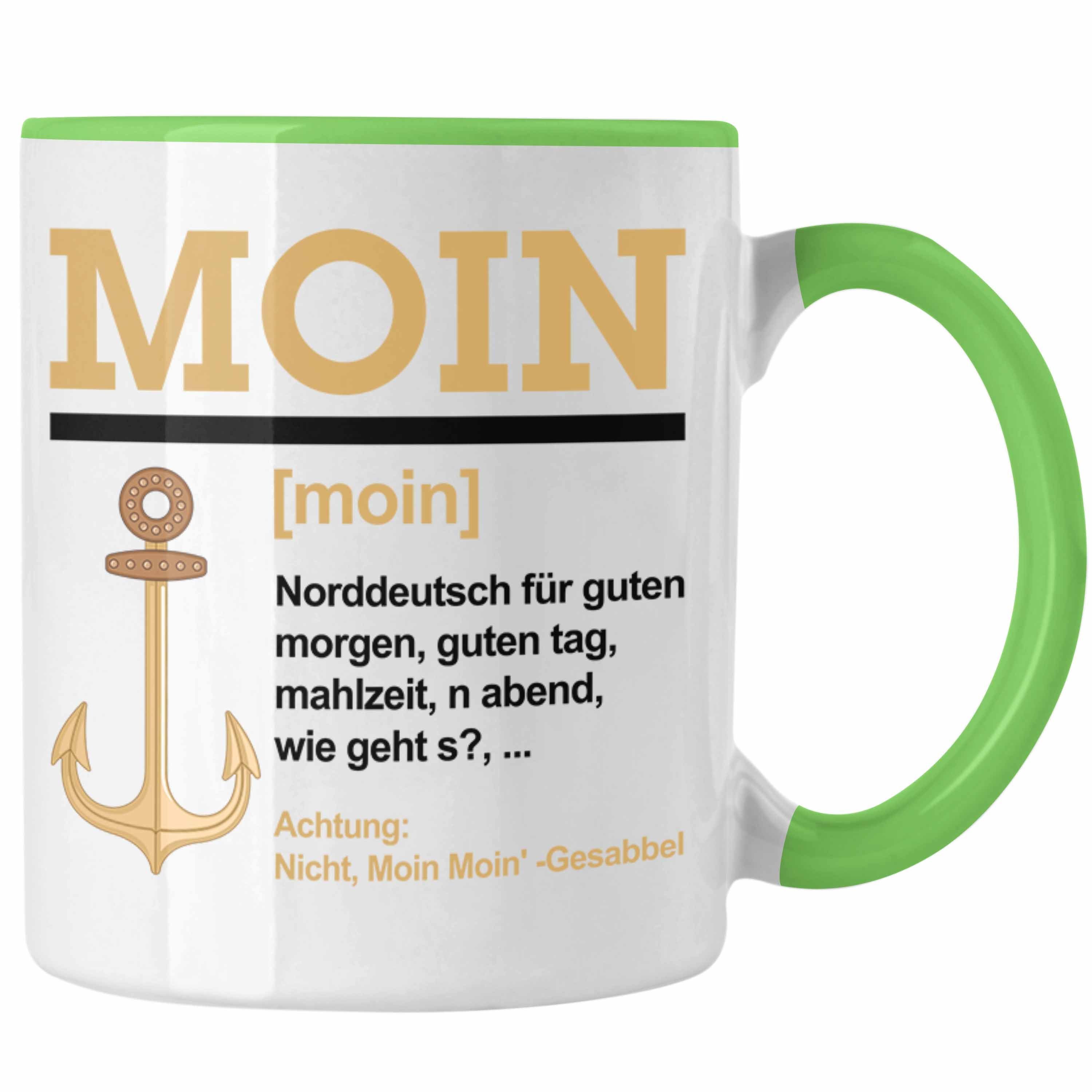 Trendation Tasse Moin Tasse Geschenk Norddeutschland Slang Kaffeetasse Grün