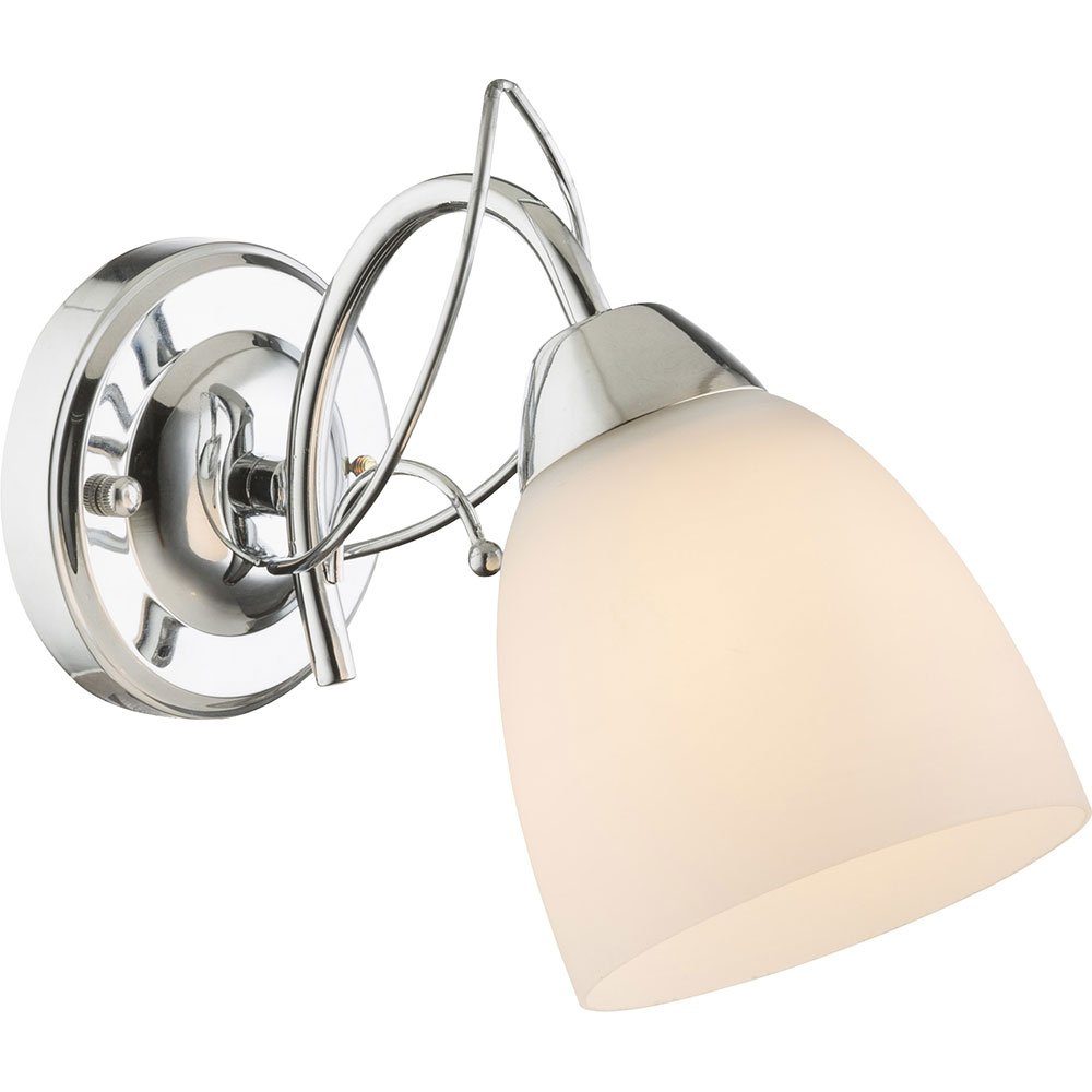 etc-shop Wandleuchte Wandleuchte, Chrom Leuchtmittel Wandlampe Glasschirm inklusive, nicht Treppenhausleuchte