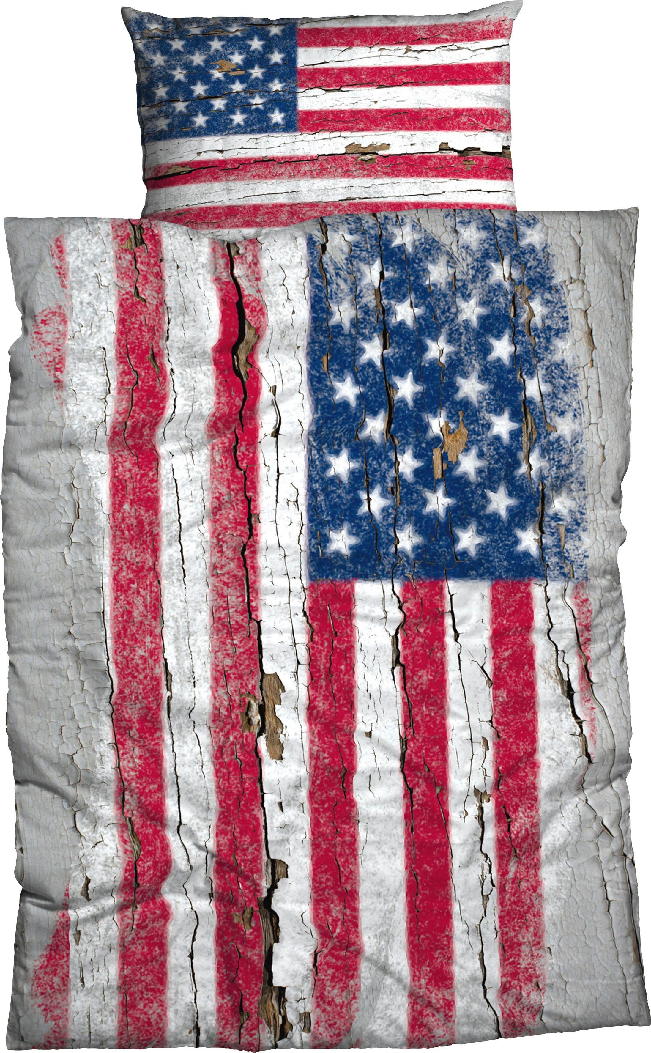 CASATEX Bettwäsche Stars & Stripes, Renforcé, 2 teilig, mit Flagge günstig online kaufen